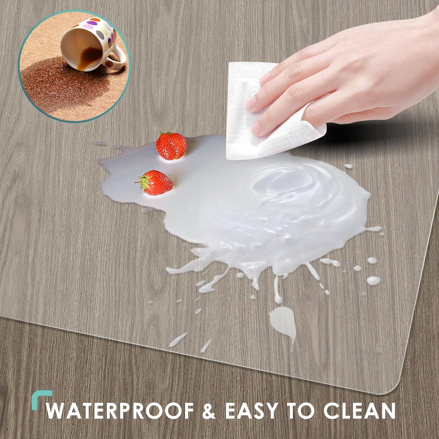 Vicwe Office Chair Mat for Hard Floor, 60"x48" Anti-Slip PVC Computer Chair Mat, Easy Glide for Chairs, Multi-Purpose Floor Protector Desk Chair Mats for Home Office