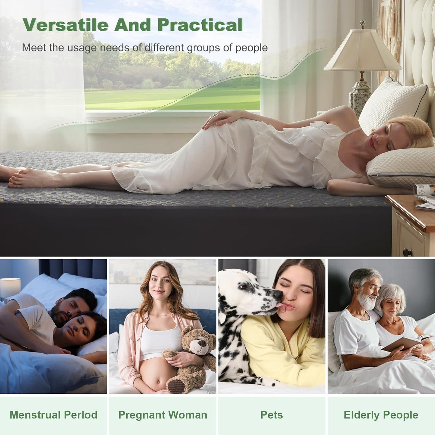 Waterproof Mattress Protector, California King Size Mattress Pad Fitted 6"-18" Deep Pocket, 3D Air Fabric Bed Mattress Cover Noiseless Washable for Home, Bedroom, Hotel(Carbon Gray)