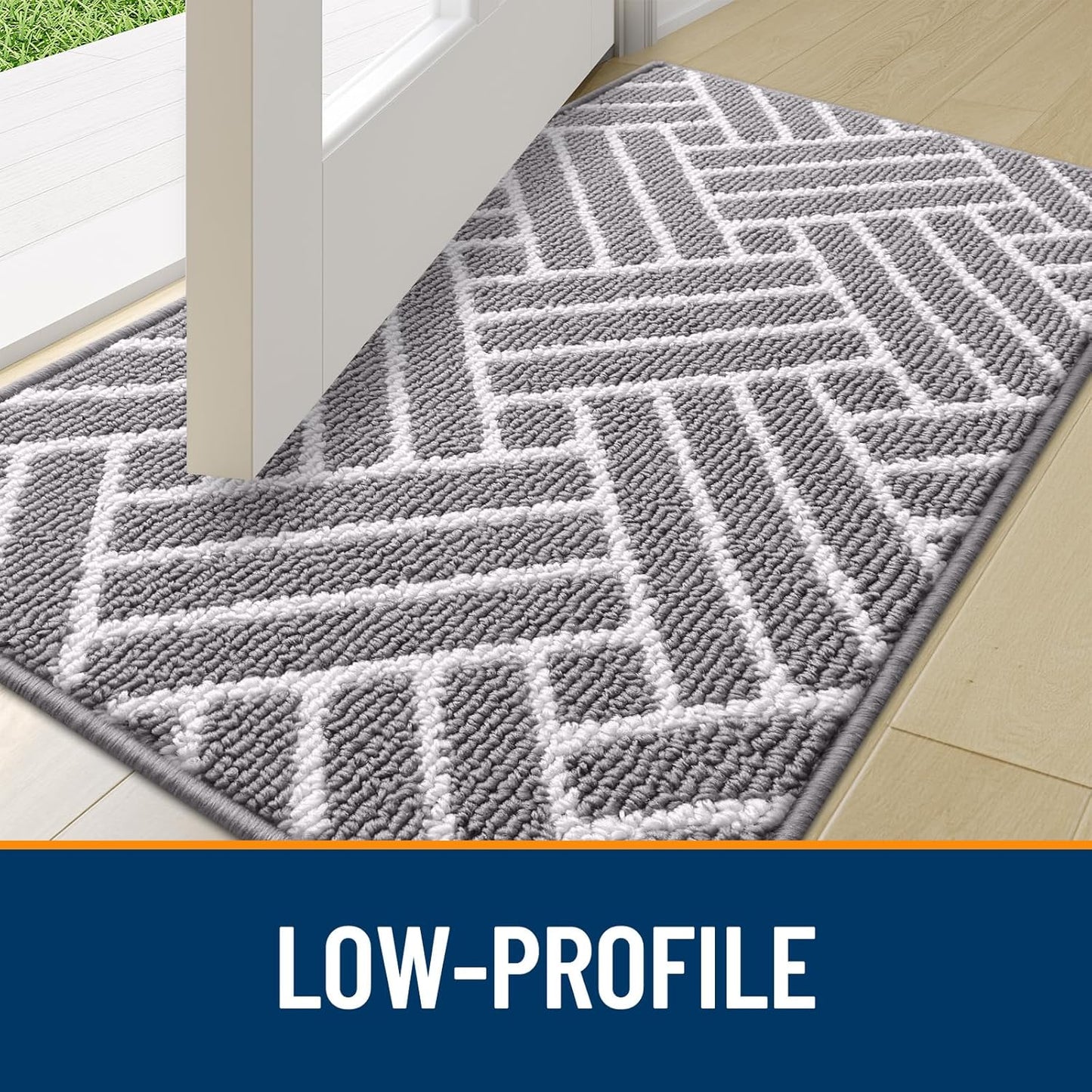 OLANLY Long Indoor Door Mat, 59x20 Inch, Dirt Resistant and Absorbent, Non-Slip Rubber Backing Floor Mats, Easy Clean Low-Profile Doormat for Entryway, Front Door, and Inside Entrance, Grey