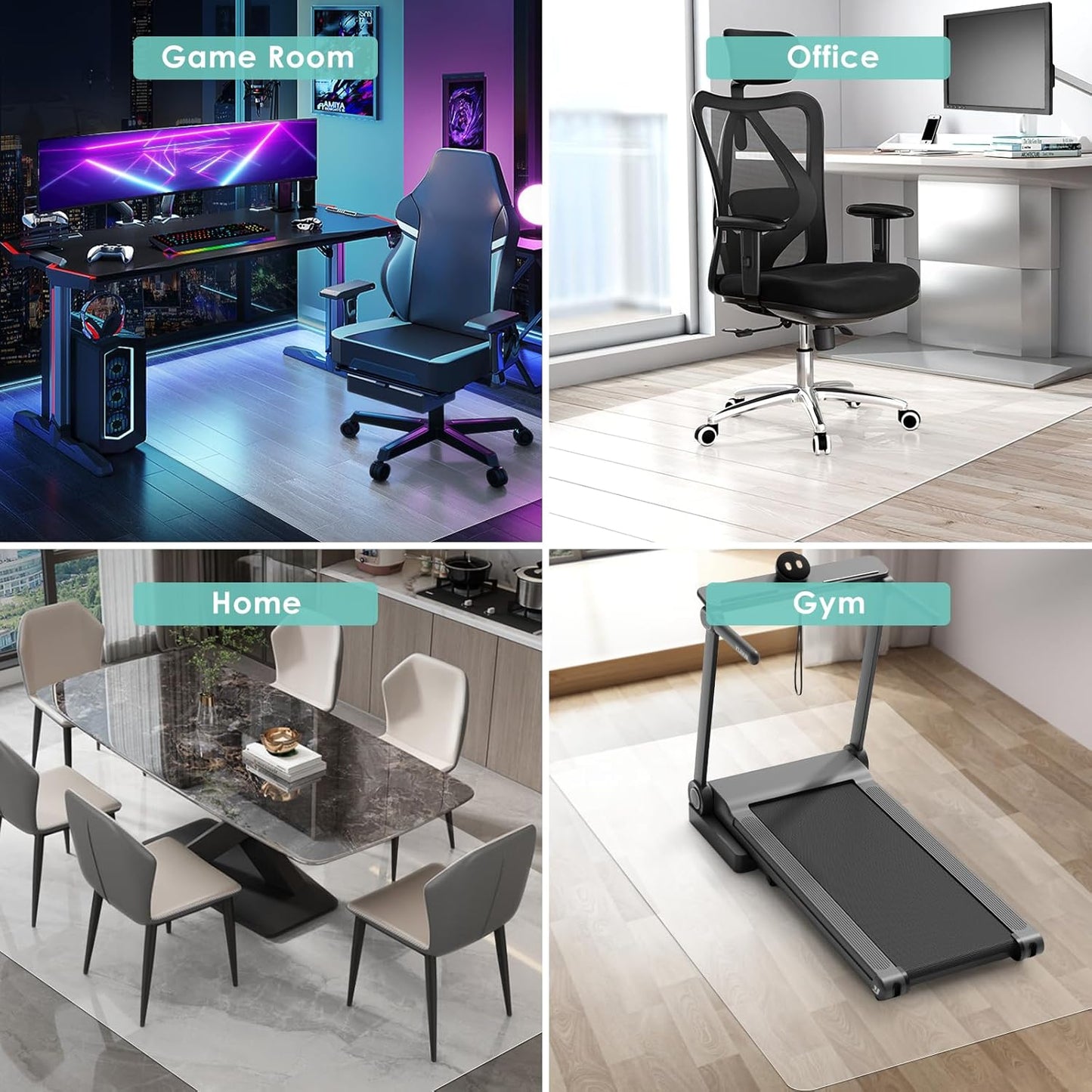 Vicwe Office Chair Mat for Hardwood Floor, 63" x 51" Large Office Chair Mat,Computer Chair Mat for Hardwood, Easy Glide for Chairs, Multi-Purpose Floor Protector Desk Chair Mat for Home Office