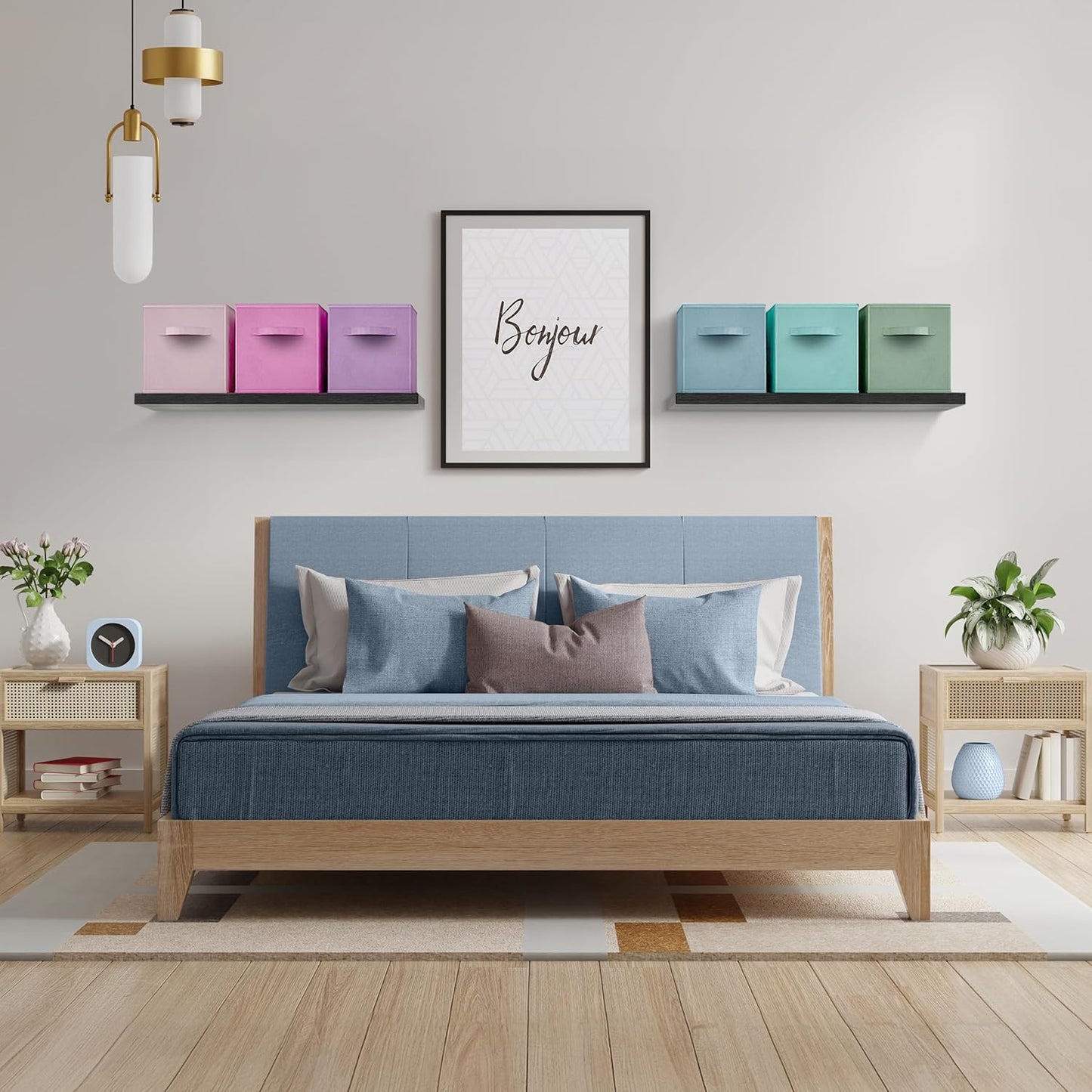 Sorbus Fabric Storage Cubes - 6 Foldable Storage Bins for Organizing Pantry, Cubbies, Toy Box - Clothes Storage & Closet Organizer - 13 Inch Collapsible Cube Baskets for Shelves with Handle