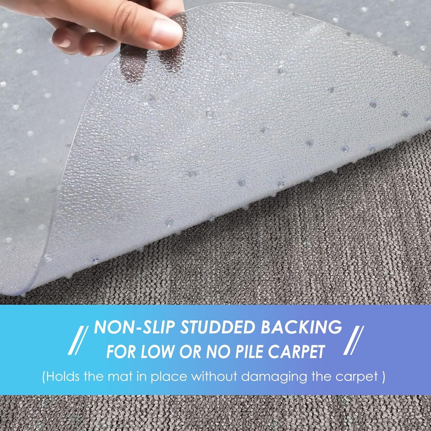 Vicwe Office Chair Mat for Carpeted Floors, 55"X36" Rectangle Desk Chair Mats with Studs for Low and No Pile Carpeted Floors, Easy Glide Computer Desk Chair Mat for Home & Offices