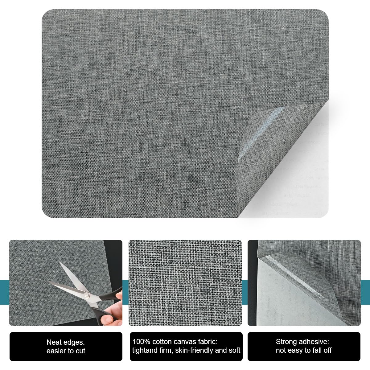J.CARP 2Pcs Linen Repair Patches, Large Self-Adhesive Fabric Patch for Sofas, Couch, Furniture, Car Seats (8 * 11 inches-2PCS Light Gray)