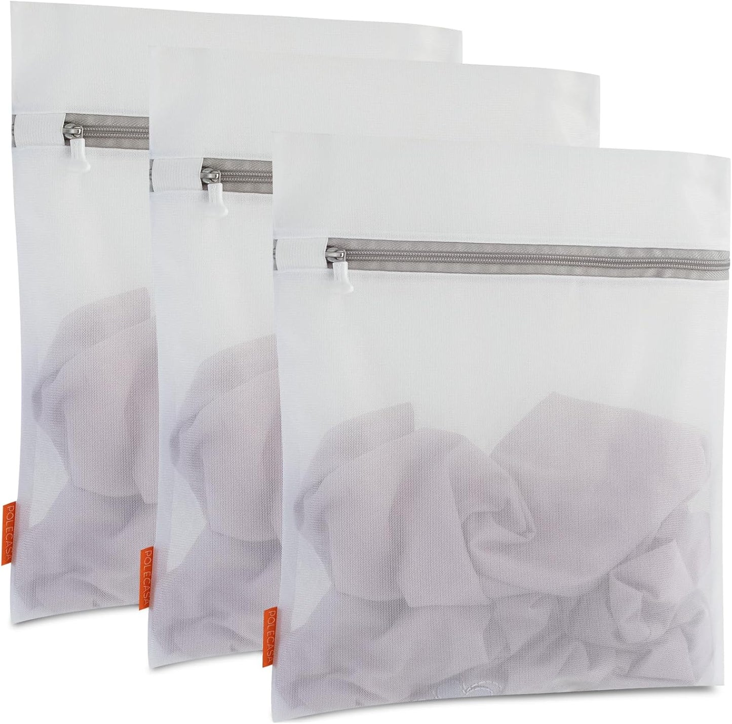 Polecasa 3Pcs 16 x 20 Inches Extra Durable Fine Mesh Laundry Bags with Sturdy Zipper for Delicates, Protect Clothes in Washing Machine, Laundry Room Essentials for College, Dorm (3 Large)