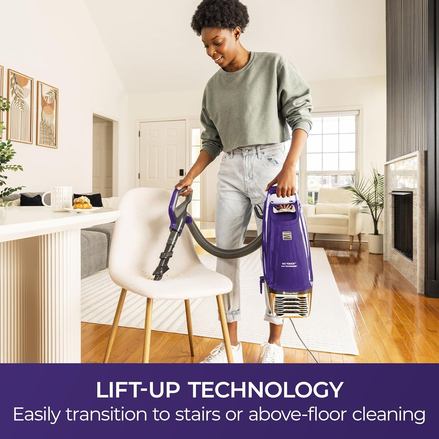 Kenmore BU4018 Intuition Bagged Upright Vacuum Lift-Up Carpet Cleaner 2-Motor Power Suction with HEPA Filter,3-in-1 Combination, Upholstery Tool for Hardwood Floor, Pet Hair, Purple