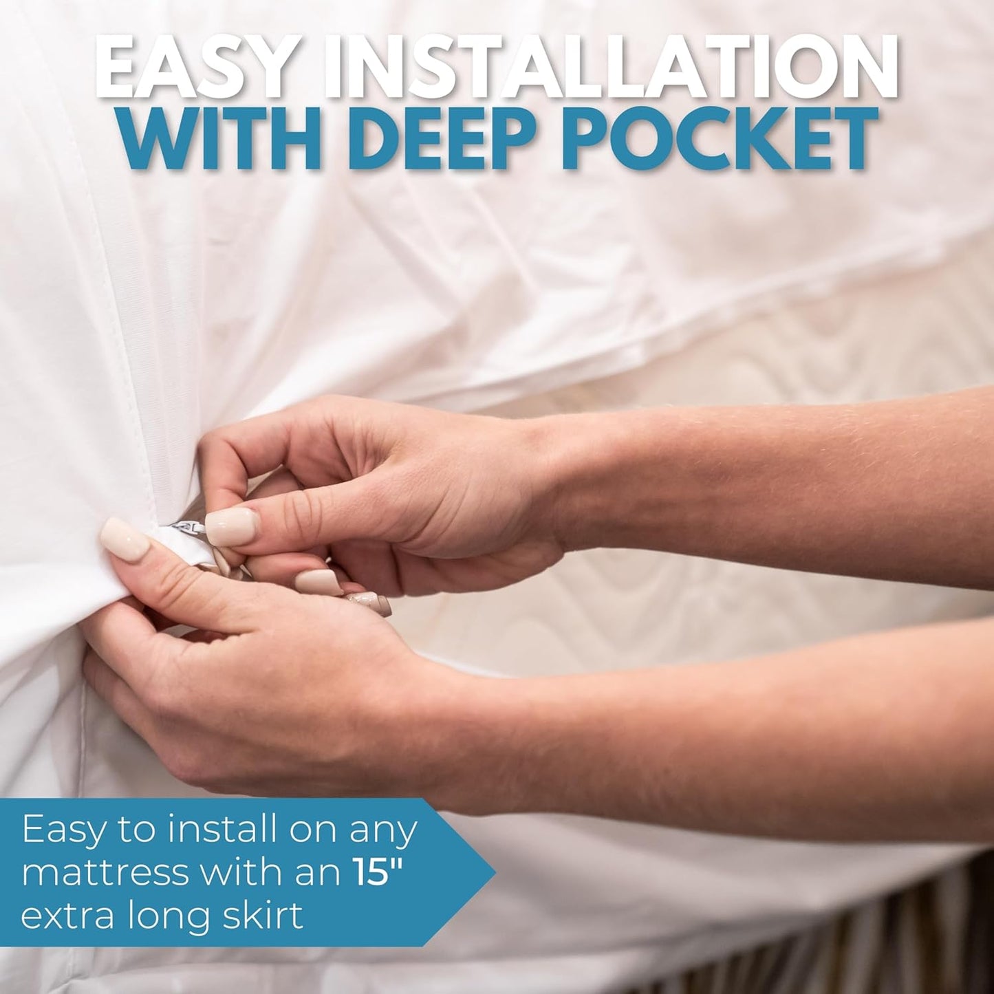 King Size 78x80” Premium Waterproof Zippered Mattress Encasement, 100% Cotton, Hypoallergenic, Six Sided Mattress Cover, Invisible Zippered, Soft Breathable up to 15" Deep - Rest Line