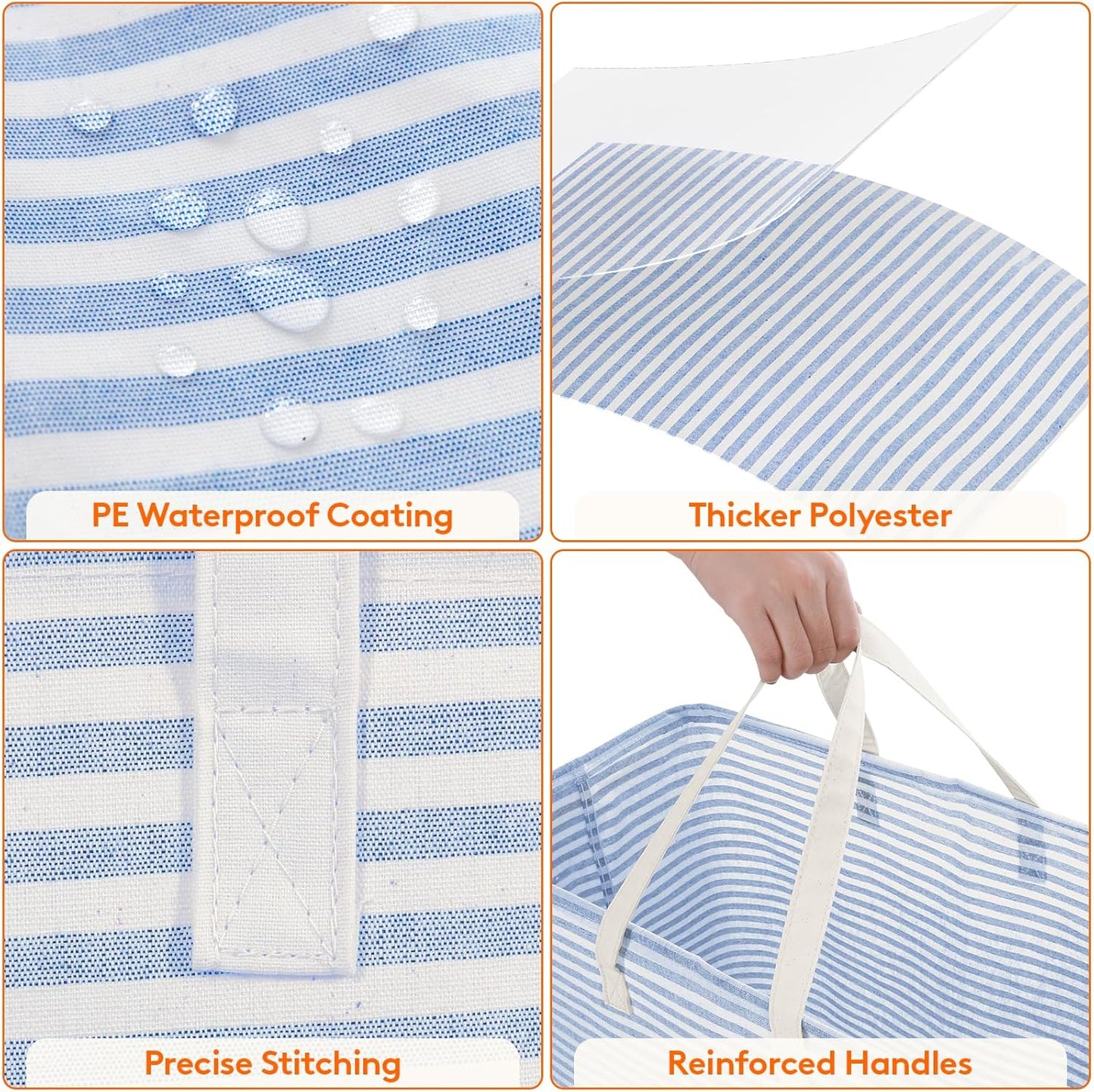 Lifewit 2 Pack Laundry Hamper Large Collapsible Laundry Basket, Freestanding Waterproof Cloth Hamper with Easy Carry Handles in Laundry Room Bedroom Bathroom Dorm for Adult, Grey&Blue, 2 x 100L