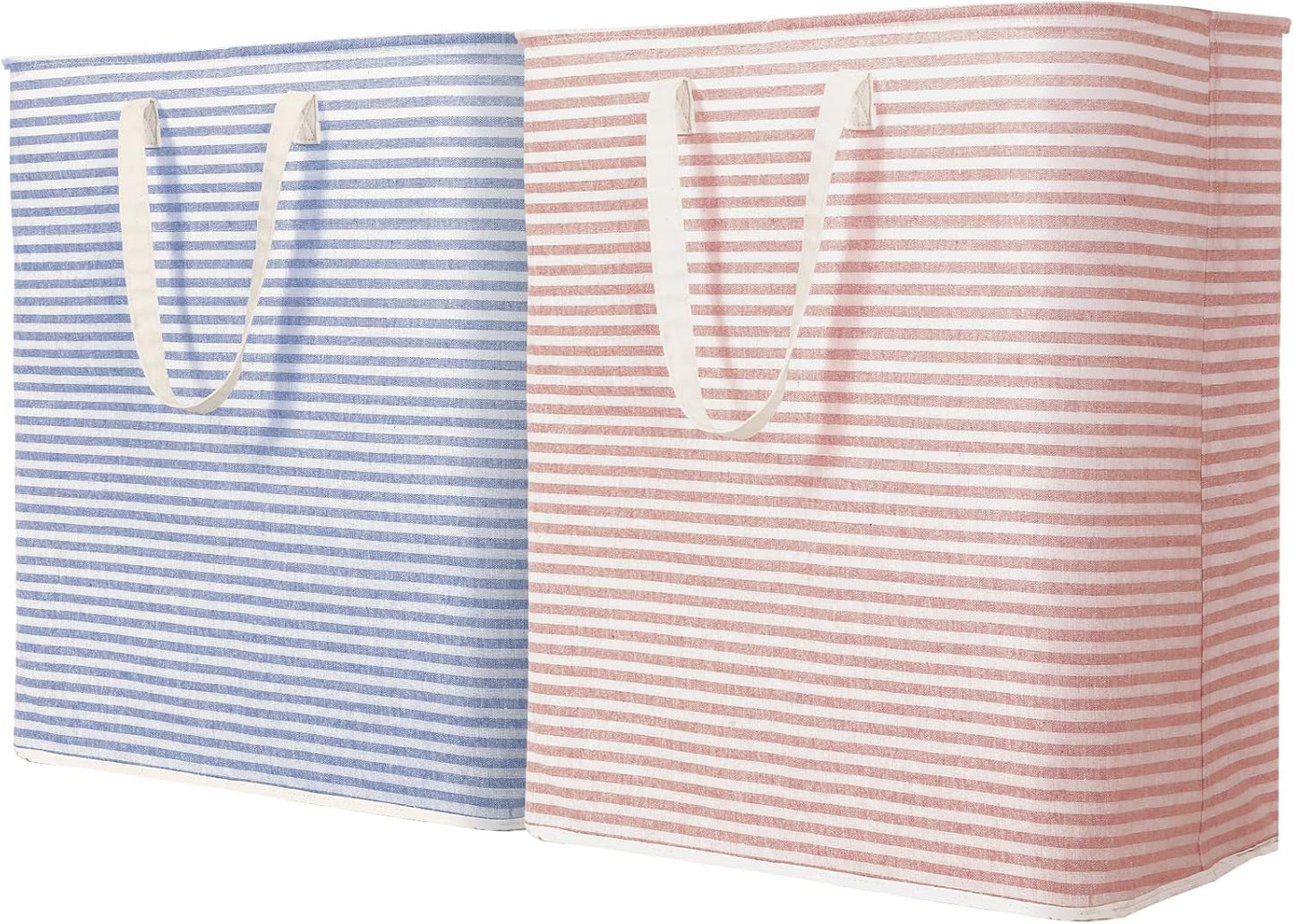 Lifewit 2 Pack Laundry Hamper Large Collapsible Laundry Basket, Freestanding Waterproof Cloth Hamper with Easy Carry Handles in Laundry Room Bedroom Bathroom Dorm for Adult, Pink&Blue, 2 x 100L