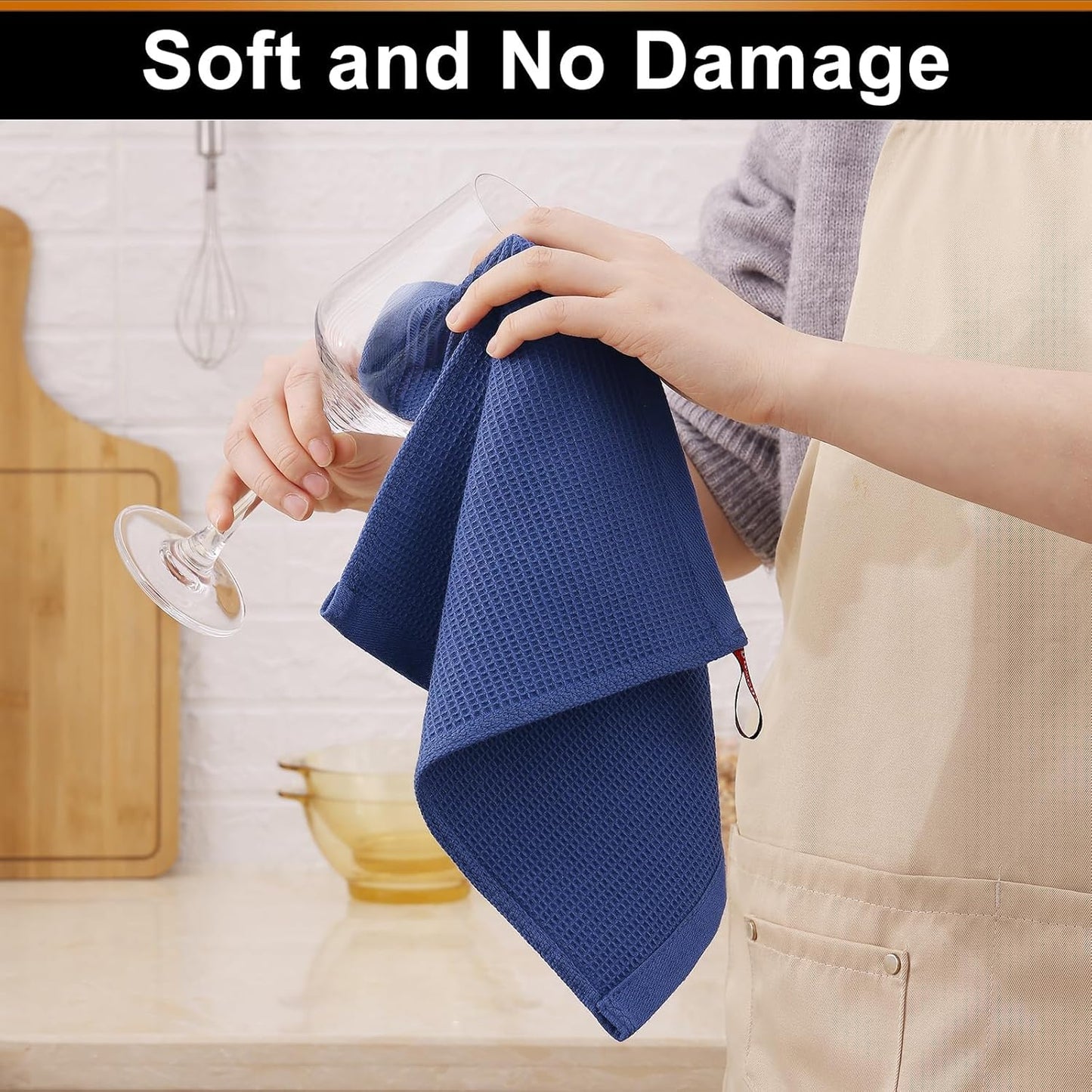 Homaxy 100% Cotton Waffle Weave Dish Cloths - 8 Pack Soft and Absorbent Dish Towels - 12 x 12 Inches Quick Dry Dish Rags - Navy Blue