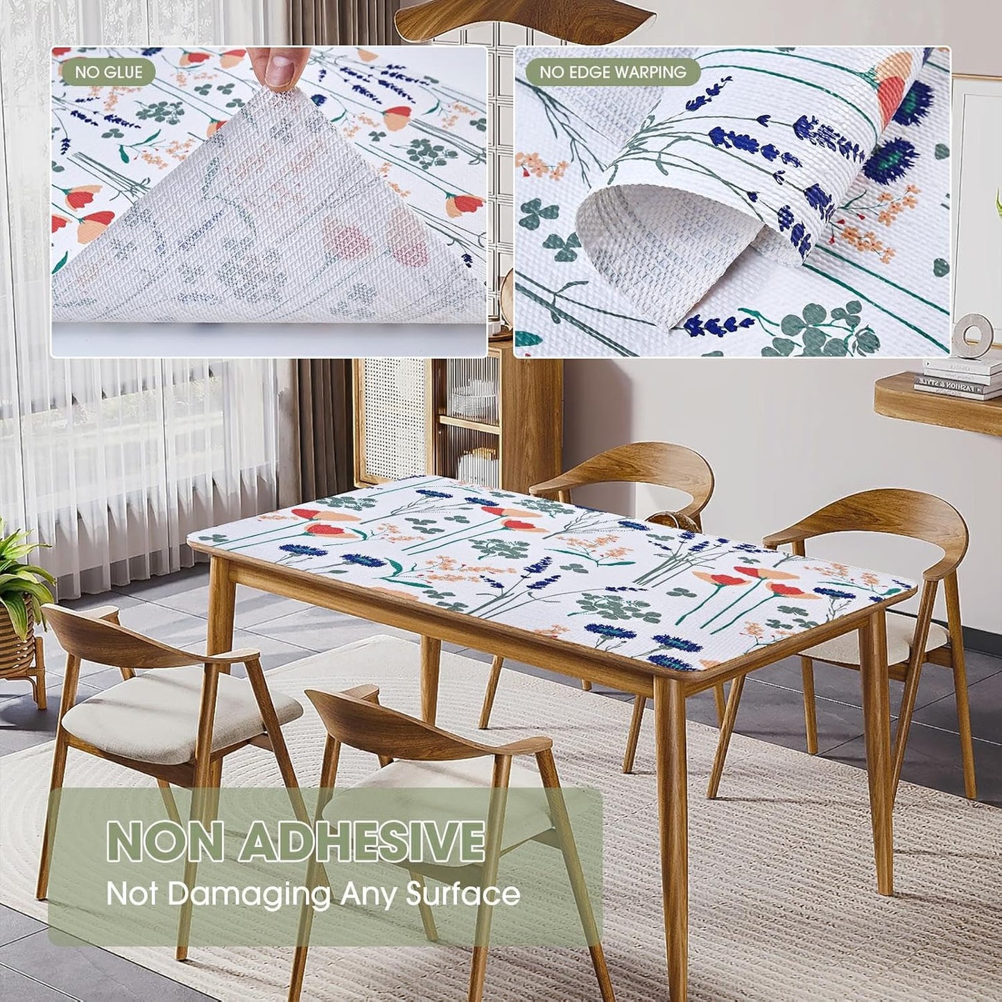 Drawer and Shelf Liner for Kitchen Cabinets 12INx20FT, Non Adhesive, Non Slip Drawer Liner Shelf Paper for Kitchen, Waterproof Floral Shelf Liner (Purple red Floral)