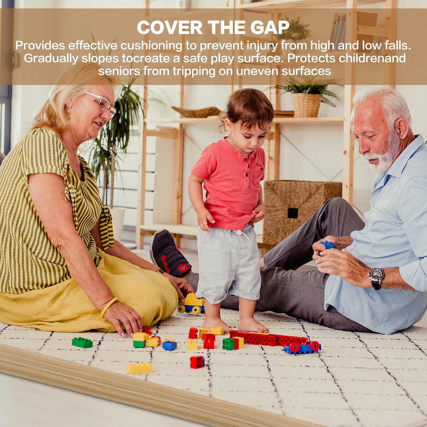 Floor Transition Strip Vinyl Door Threshold Ramp Self Adhesive Carpet Edging Strip Doorway Edge Trim, Overlap Edge Reducer for Laminate Carpet, Floor, Tile (Light Yellow Grain, 1/5" to 2/5", 6.6Ft)