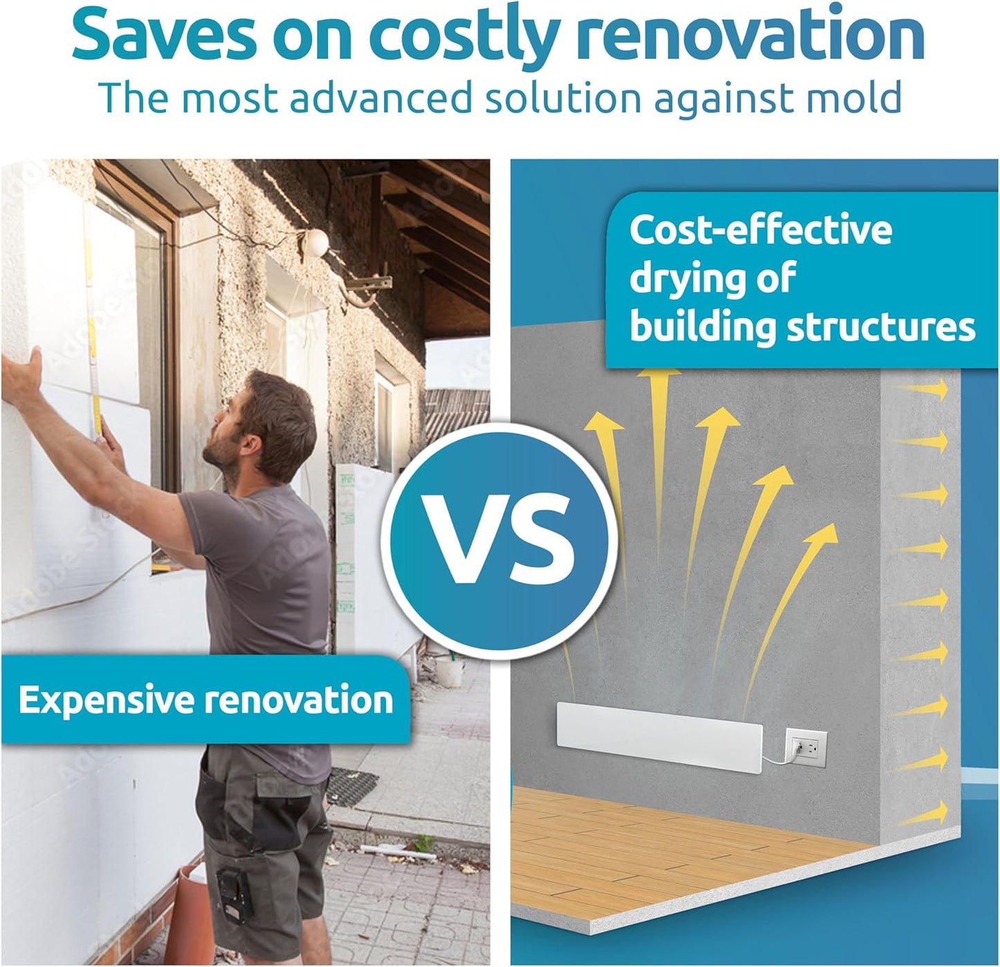 ELIAS Mold killer - Black mold remover for walls without chemicals - Wall heating for every room - Powerful anti-mold heating as an alternative to moldspray - Permanently mold-free (1, Set of 2)