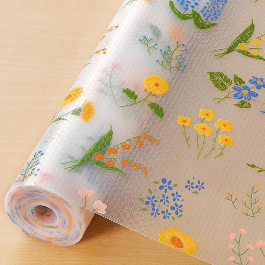 INNOLITES Non-Slip Shelf Liner – Cabinet & Drawer Liner Non-Adhesive – Waterproof Oil-Proof – Durable EVA with Floral for Kitchen Cabinets Refrigerator – BPA-Free, Easy to Cut 11.8" x 360"