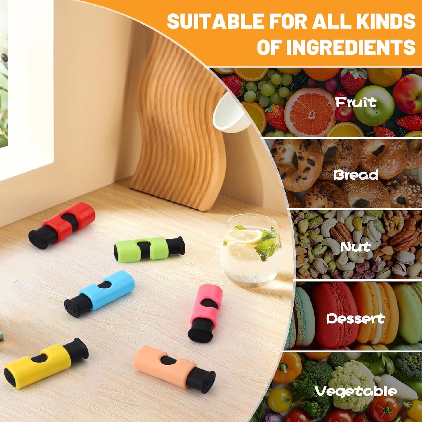 AmoreAngel Crafts 12 Pack Bread Bag Clips，Squeeze Lock Food Bag Clips, Plastic Sealing Clip for Bread, Snacks, Chips ，6 Color, Easy Grip, Airtight Seal