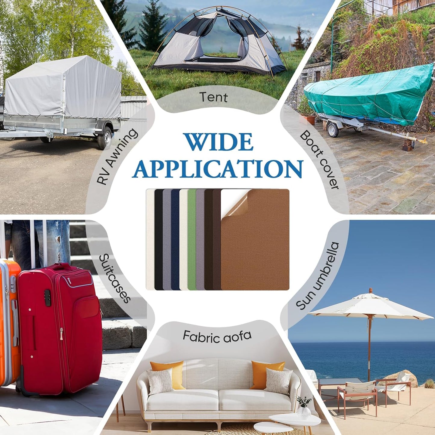 Canvas Patch 5.5 x 8 Inches 6Pcs Self-Adhesive Waterproof Canvas Patch Kit for Repairing Tents,Sofas,Boat Covers,Camping Chair,Awnings,Car Seats.（Beige）