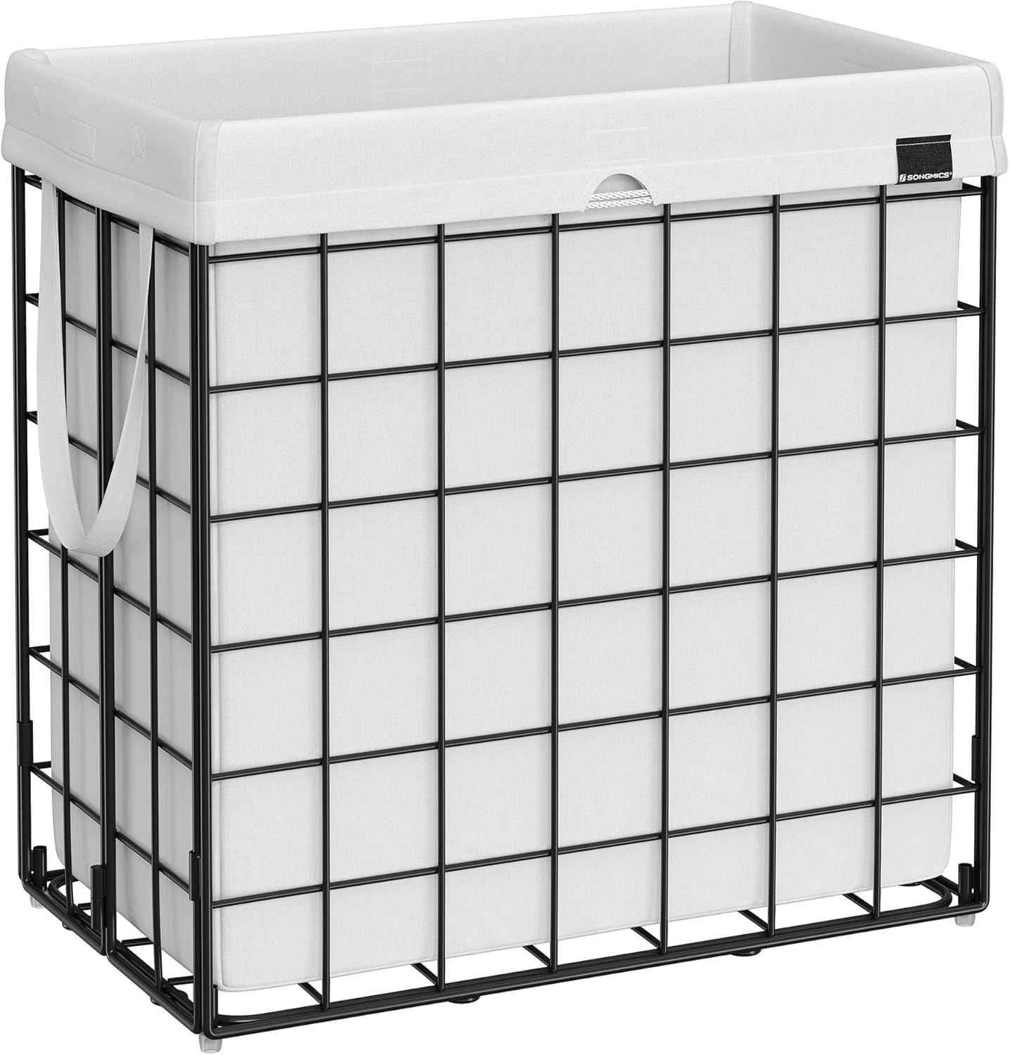 SONGMICS Laundry Hamper, 29 Gal. (110L) Laundry Basket, Collapsible Clothes Hamper, Removable and Washable Liner, Metal Wire Frame, for Bedroom Bathroom, Cream White ULCB111W01
