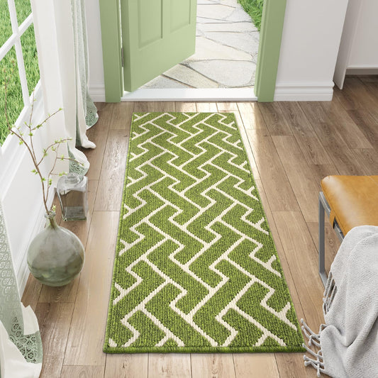 hicorfe Indoor Doormat,Front Back Door Mat Rubber Backing Non Slip Door Mats 20"x48" Absorbent Resist Dirt Entrance Doormat Inside Floor Mats for Entryway Washable Low-Profile(Sage Green)