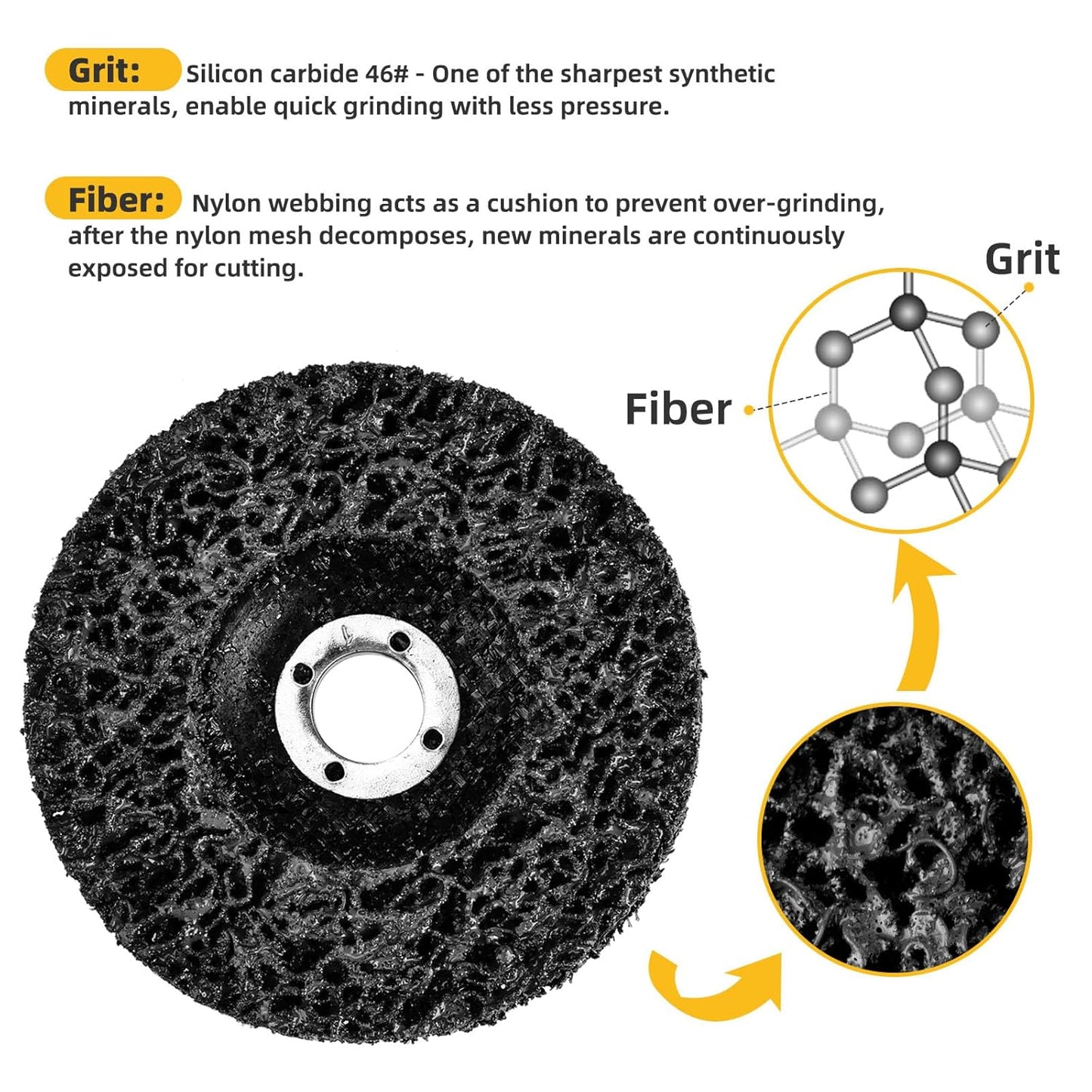 10 Pack 4.5 inch Strip Discs for Angle Grinder, Wire Stripping Wheel Paint Remover for Metal Surfaces, Abrasive Wheels Grinding Discs for Rust Welds Oxidation (4-1/2" x 7/8")
