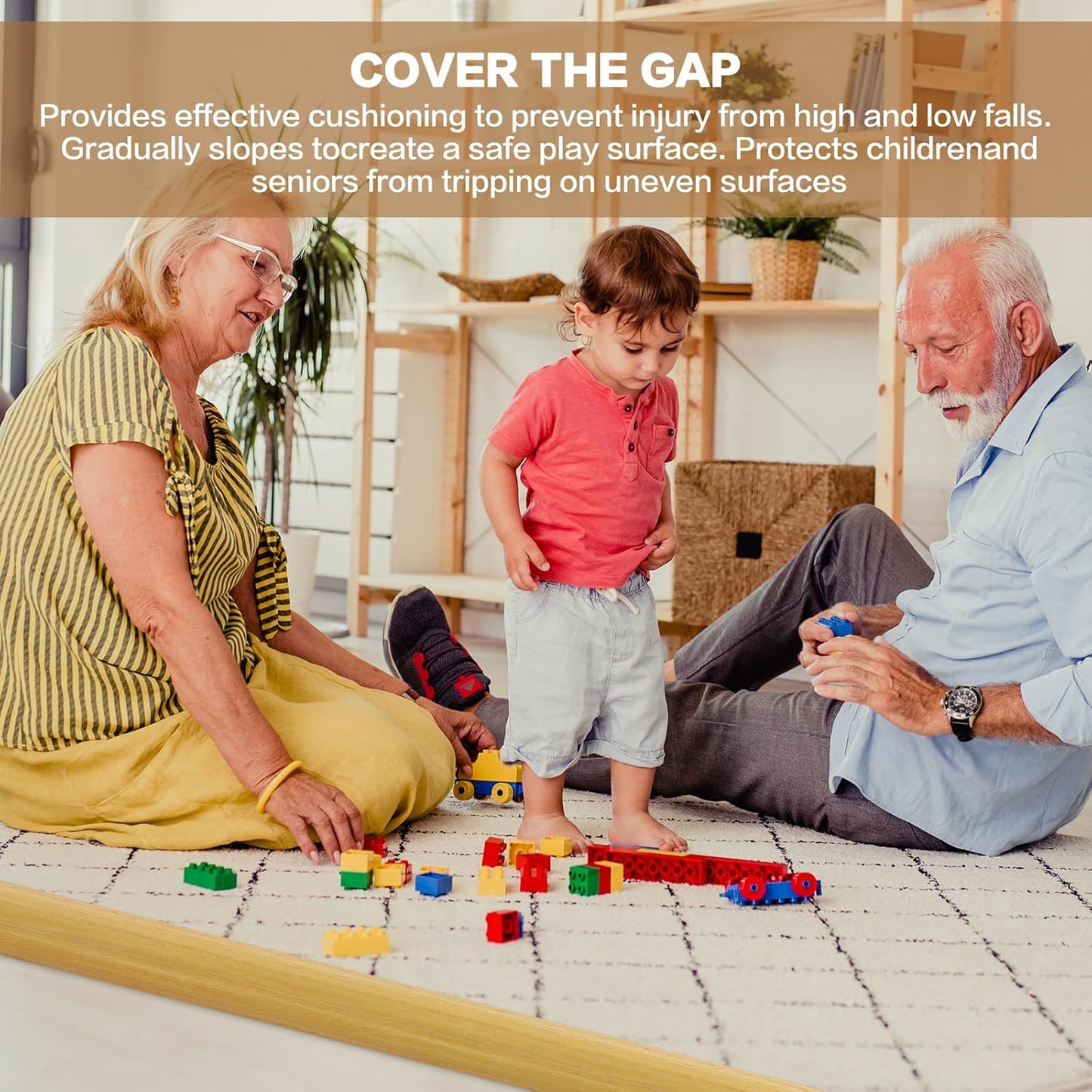 Floor Transition Strip Vinyl Door Threshold Ramp Self Adhesive Carpet Edging Strip Doorway Edge Trim, Overlap Edge Reducer for Laminate Carpet, Floor, Tile (Raw Wood Grain, 3/5" to 4/5", 6.6Ft)