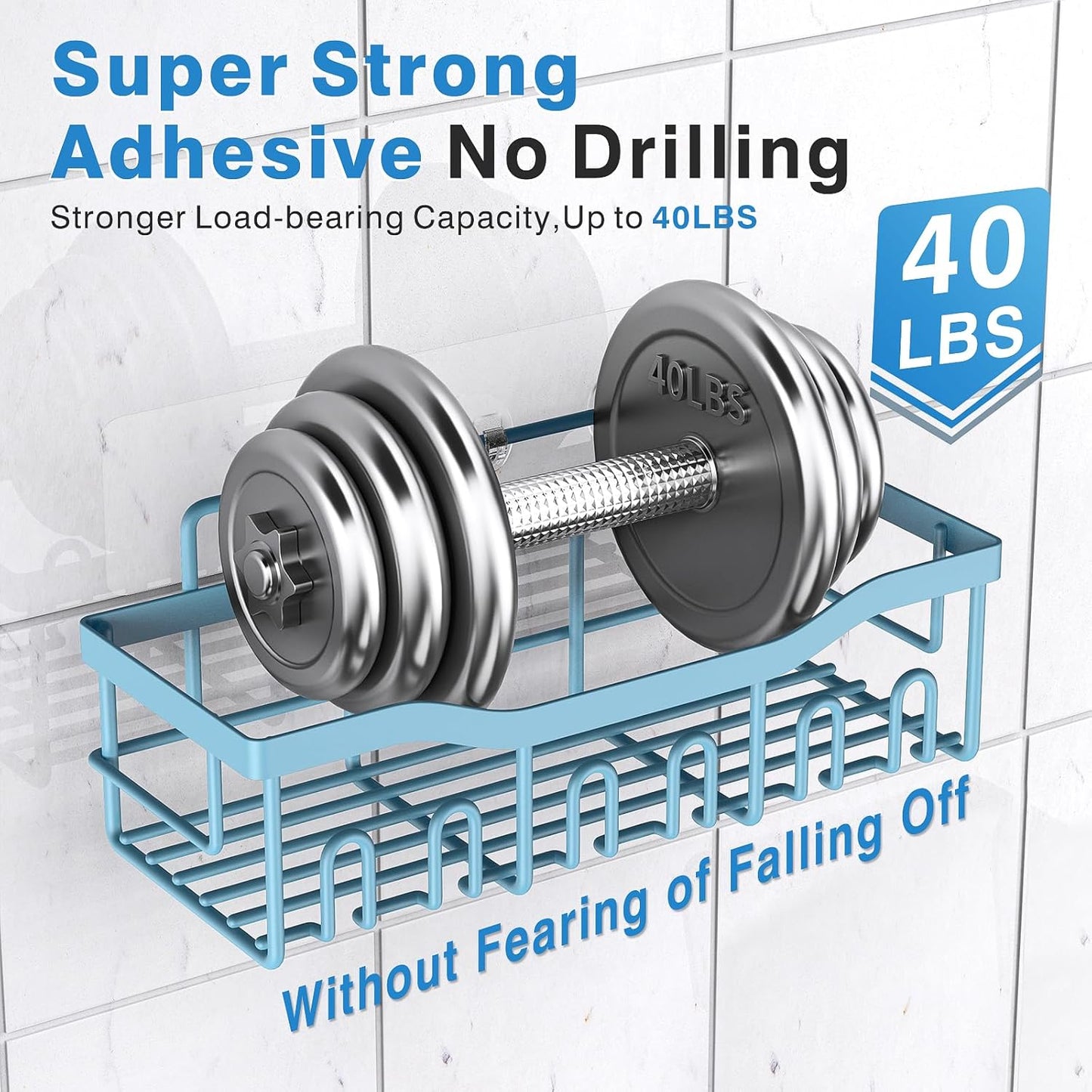 EUDELE 5-Pack Rustproof Stainless Steel Shower Caddy – No Drill Adhesive Bathroom Organizer with Large Capacity, Spacious Shower Shelves for Inside Shower, Kitchen & Home Decor Storage-XL Size