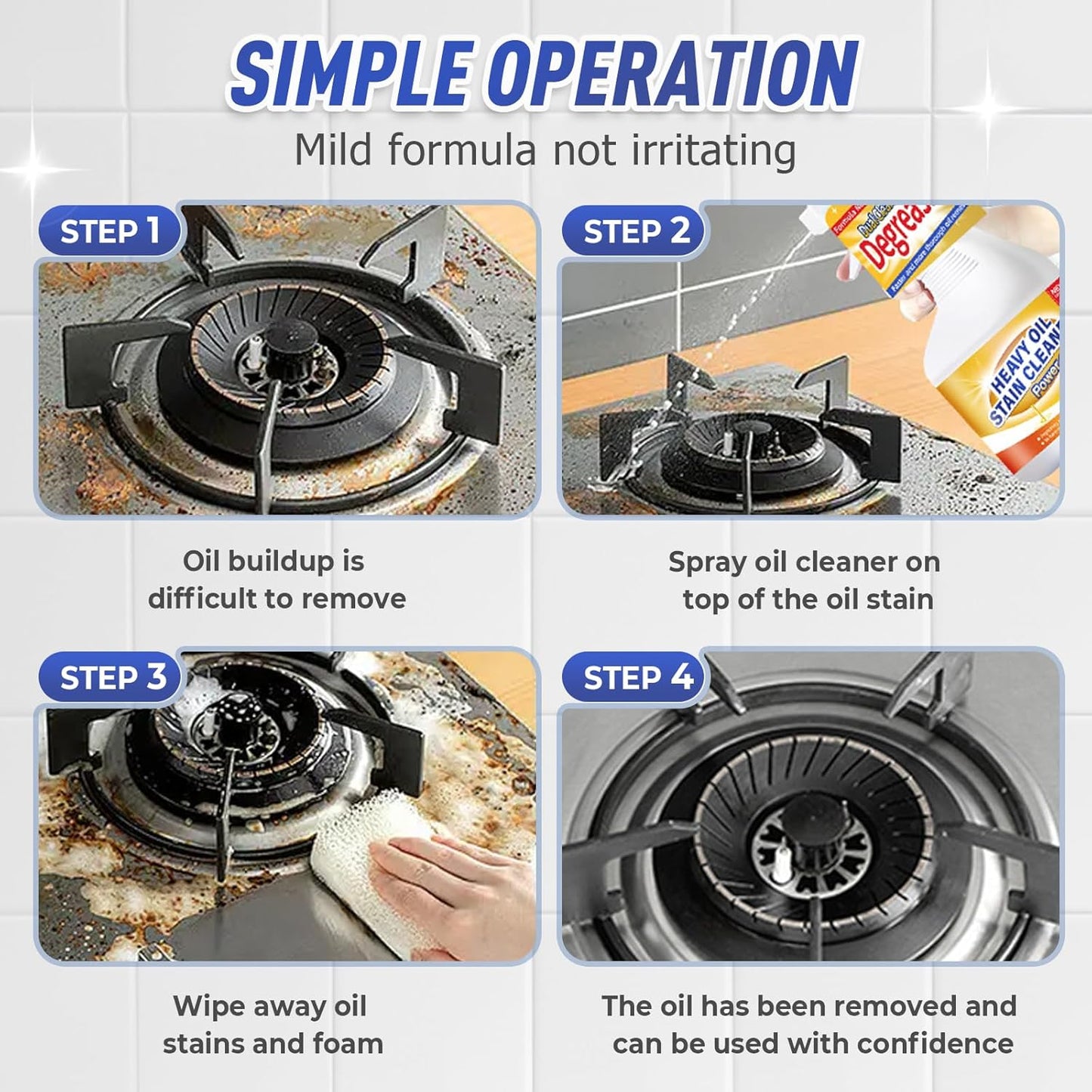 Kitchen Heavy Oil Cleaner, 2025 Newly Upgraded Heavy Duty Oil Stain Remover, 500 ML Multipurpose Cleaner Spray, Kitchen Degreaser Spray for Stovetops, Ovens, Range Hoods (1)