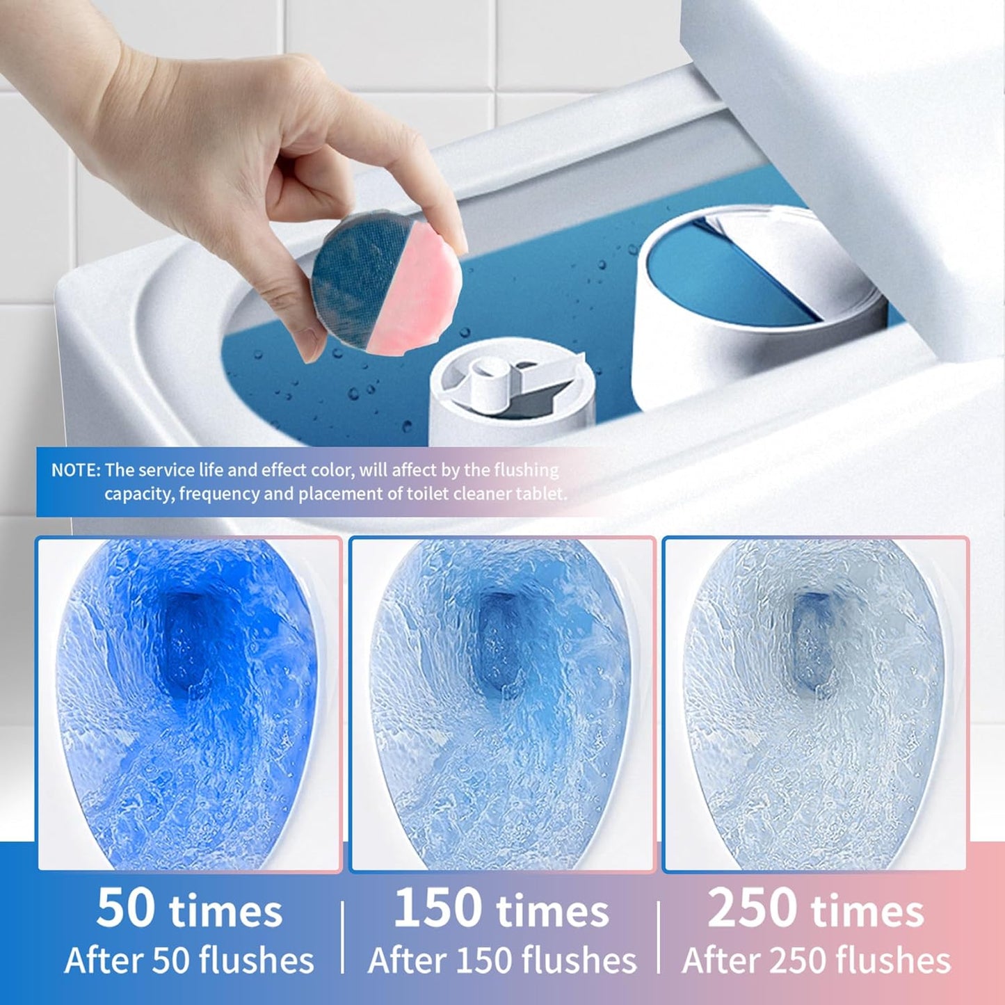 Toilet Bowl Cleaner Tablets, Automatic Toilet Bowl Cleaners, Long-Lasting Toilet Tabs Drop in Tank for Deodorizing & Descaling, Blue & Pink, 20 Packs