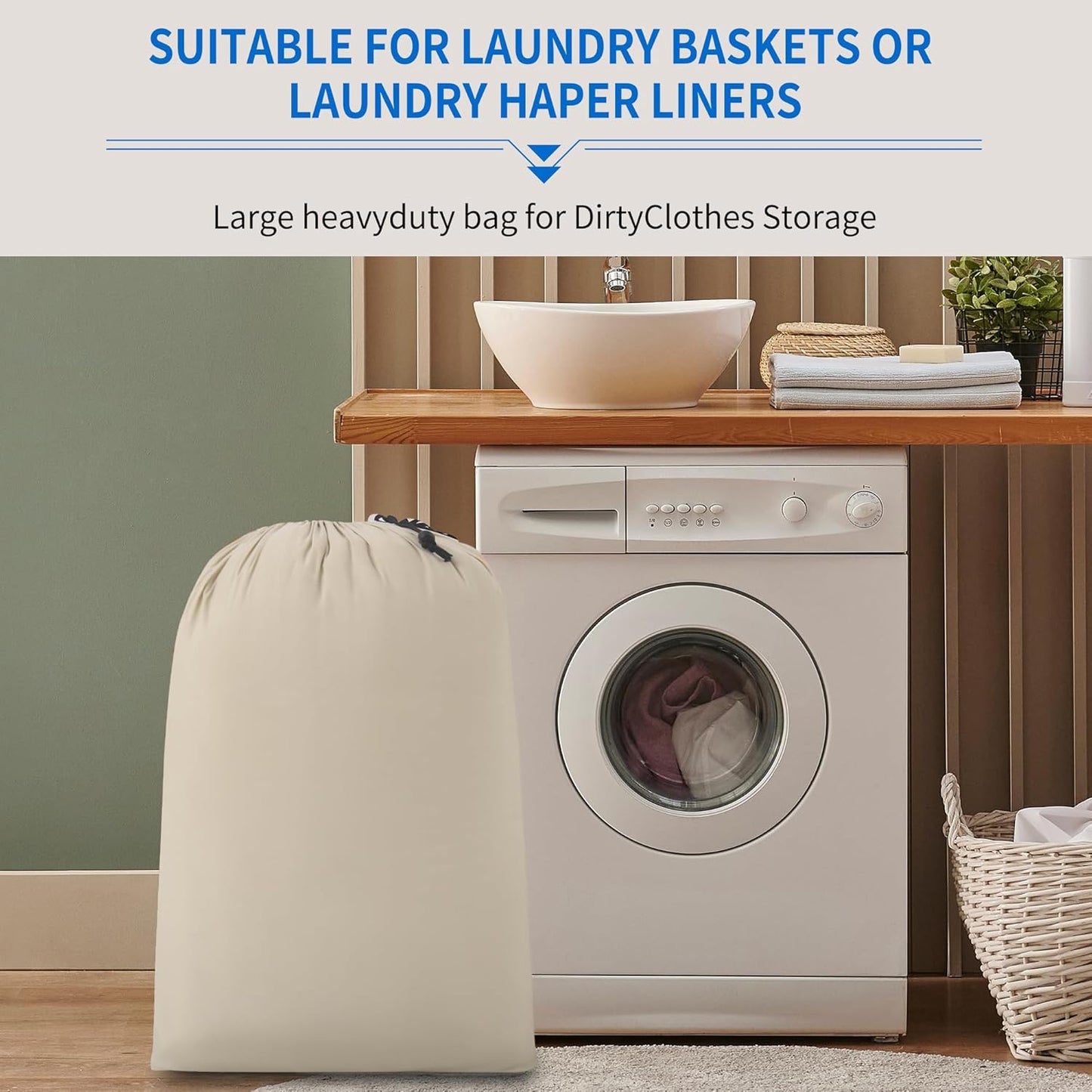 ZPECC Travel Laundry Bag 12 Pack,Bulk Extra Large Heavy Duty Bags, Durable Dirty Clothes Organizer With Drawstring, Fit a Basket or Hamper (40" X 30",Khaki)