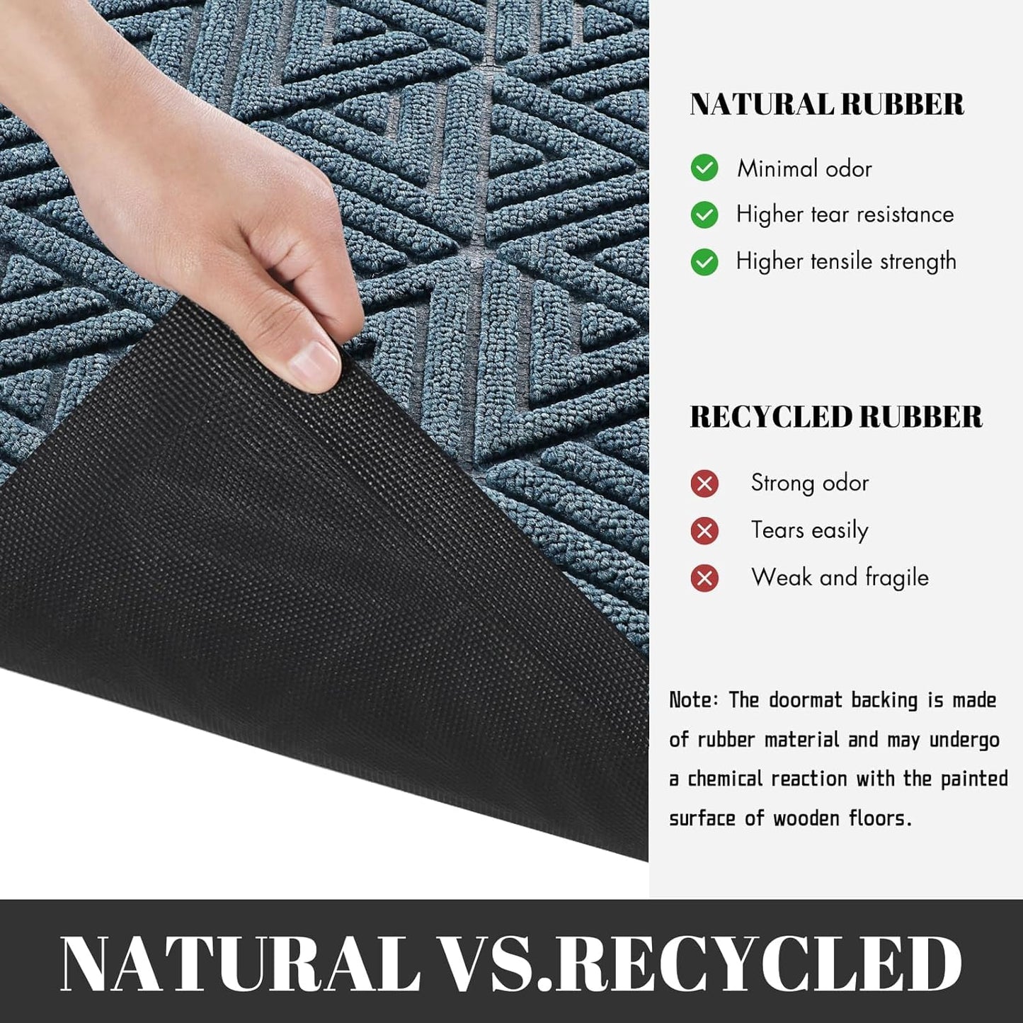 Yimobra Extra Large Door Mat 60x32, All-Weather Waterproof Non-Slip Welcome Matt Outdoor, Heavy Duty Non Slip Doormat for Entryway for Patio and Garage Indoor, Easy Clean, Mix Blue