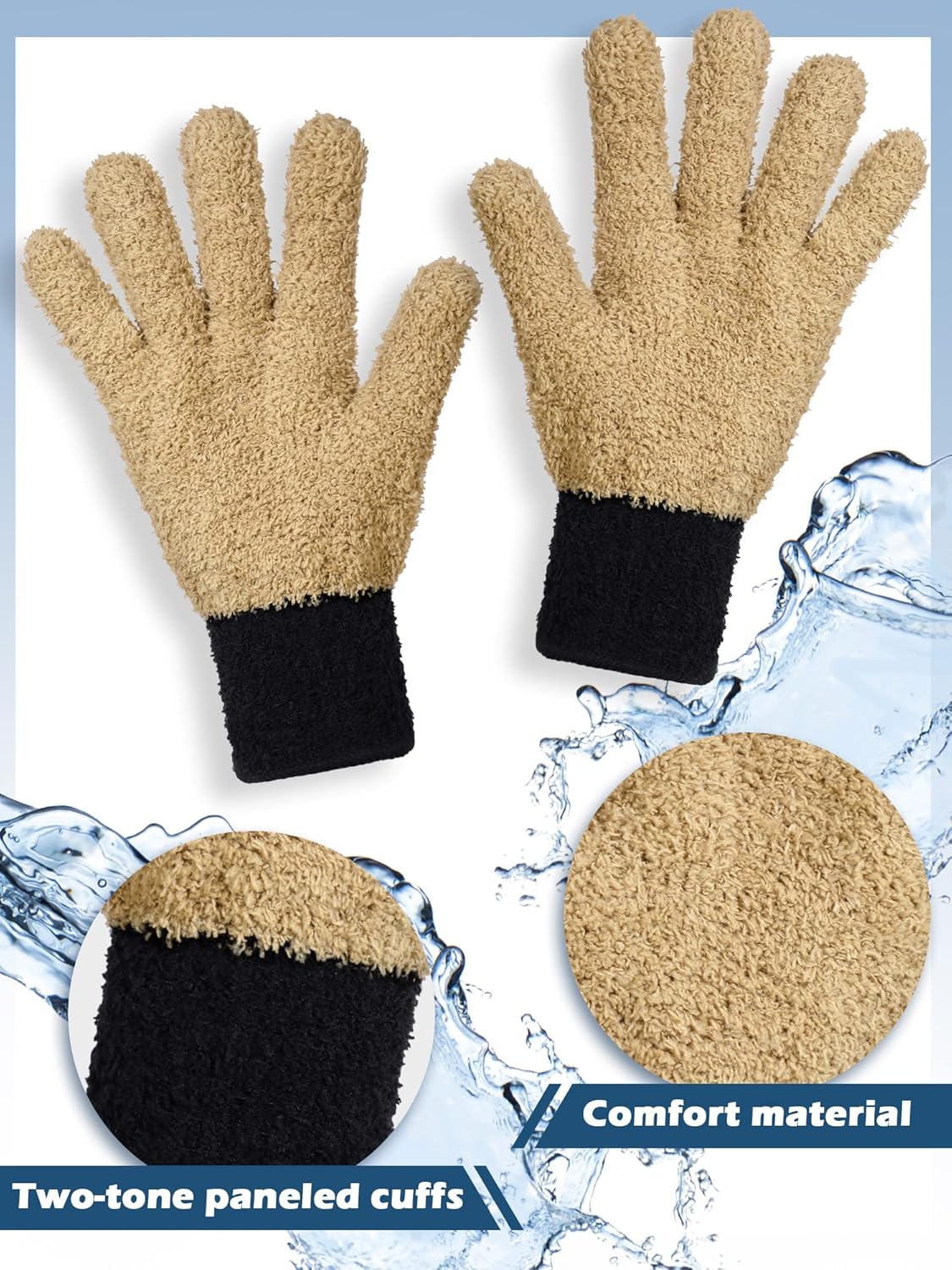 Bencailor 3 Pairs Microfiber Plant Dusting Gloves Leaf Cleaning Gloves for Indoor Plants, Blinds, Furniture, House