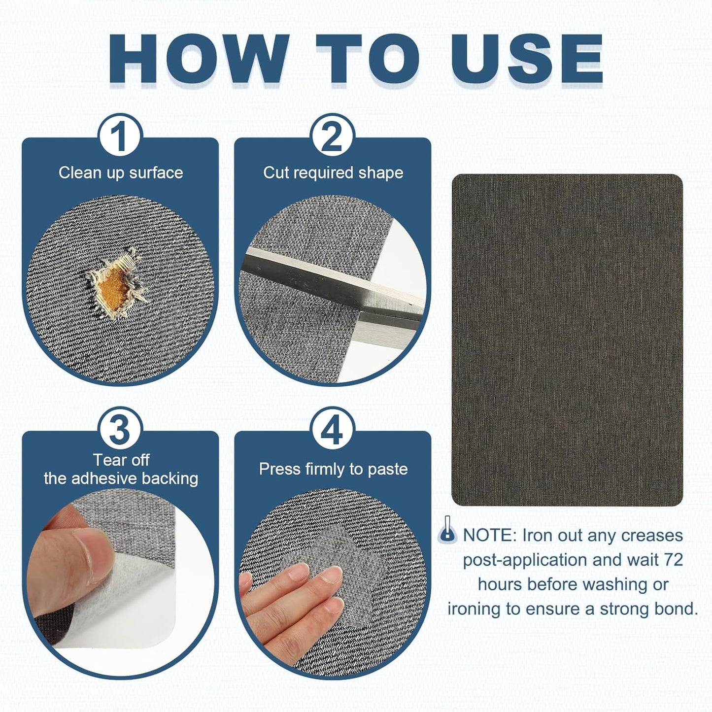 PATIKIL 8x11 Inch Linen Repair Patches, 2Pcs Self-Adhesive Fabric Patch for Sofas Tote Bags Furniture Car Seats Clothes Tents, Dark Gray