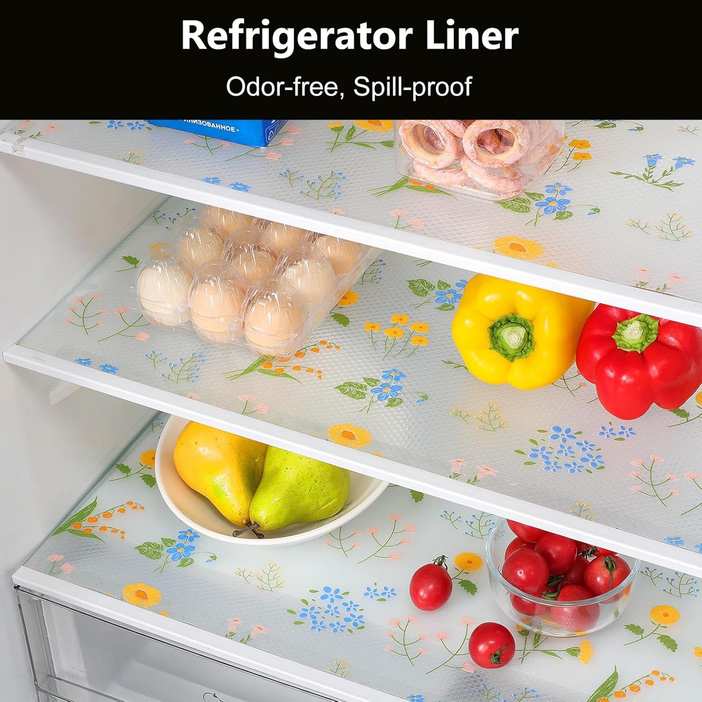 INNOLITES Non-Slip Shelf Liner – Cabinet & Drawer Liner Non-Adhesive – Waterproof Oil-Proof – Durable EVA with Floral for Kitchen Cabinets Refrigerator – BPA-Free, Easy to Cut 17.7" x 360"