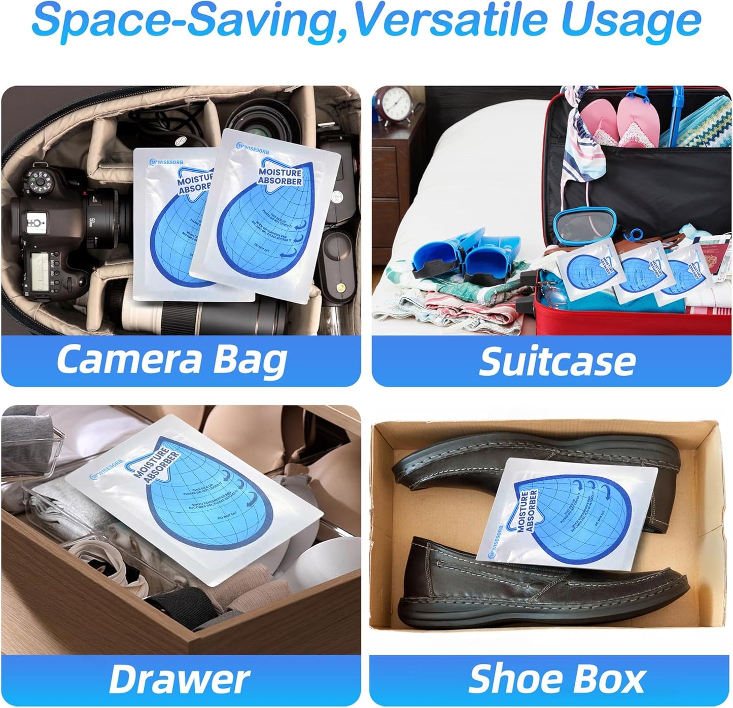 100 Gram 10 Packs Moisture Absorbers, Dehumidifier Bags for Bathrooms, Basements, Rvs, Humidity Packets for Closet