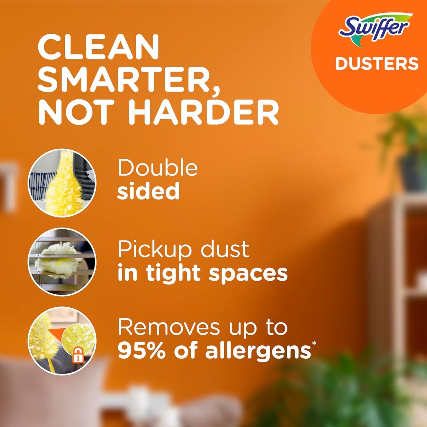 Swiffer Dusters Refill for Cleaning, Feather & Microfiber Duster Disposable Alternative, For Dusting Furniture, Blinds, Ceiling Fans, Walls, Helps Remove Allergens, Heavy Duty, Unscented, 11ct