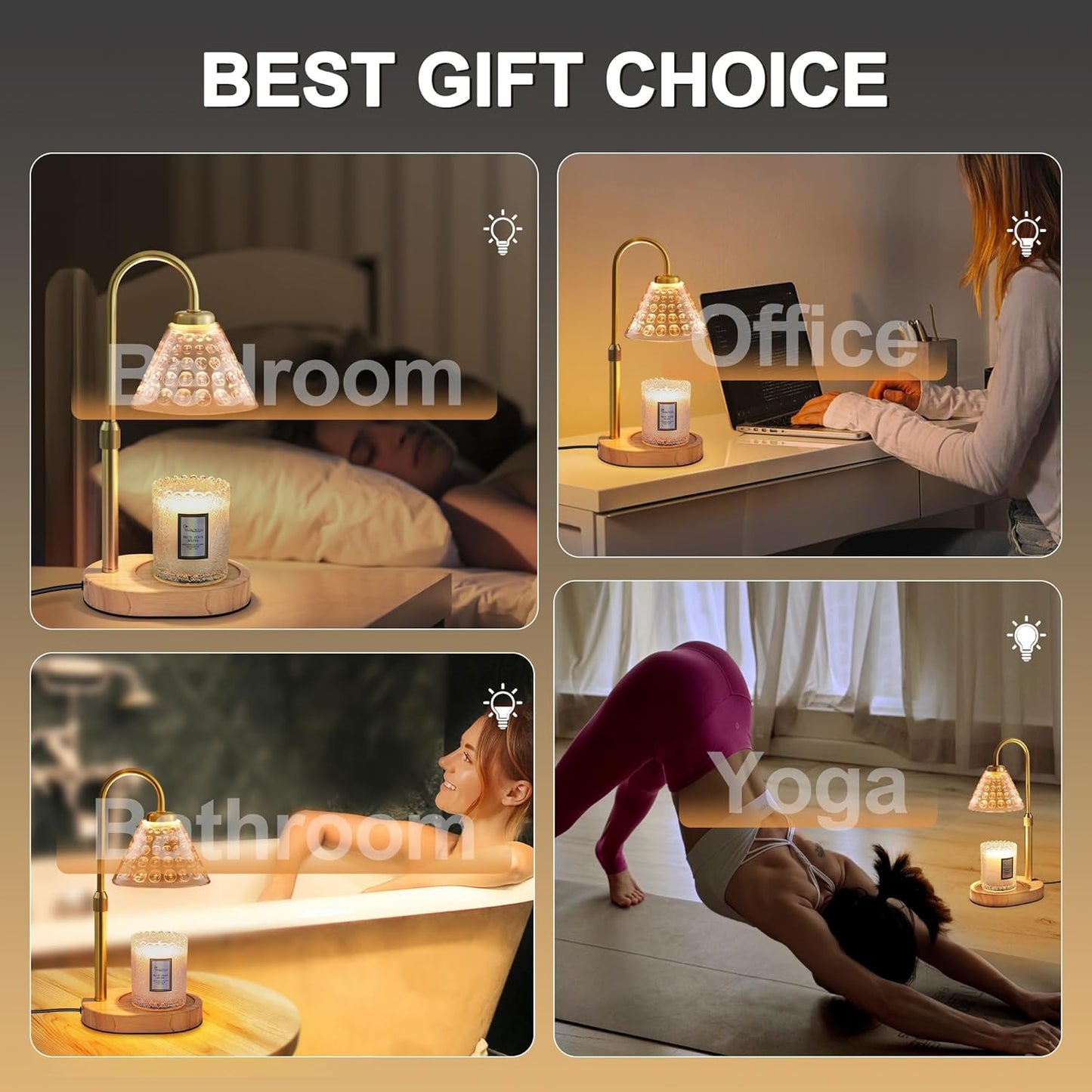 Candle Warmer Lamp with Timer Dimmable, Birthday Gifts for Women Mom, House Warming Gifts New Home Decor, Wax Melt Warmer for Jar Candles, Home Bedroom Decor with 2 Bulbs