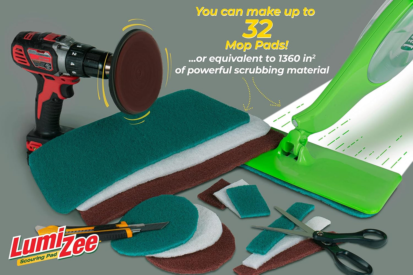 Heavy Duty Scrubbing Pad Roll 19ft Ultra Size Sponge Scouring Pad Brown19ft x 6in x 0.3in (6m x 15cm x 8mm) Tough Stains and Grime Clean Kitchens Floors Bathrooms Walls Windows