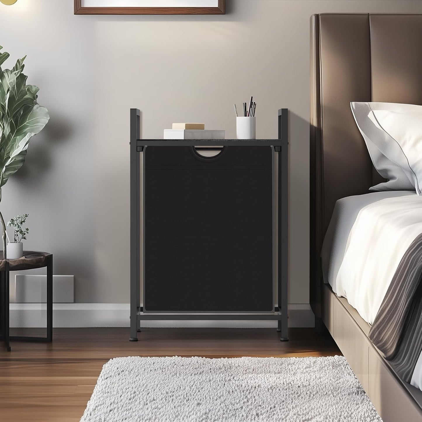 Laundry Sorter with Removable Bag, 16 Gallons Laundry Hamper with Adjustable Feet, Laundry Basket for Laundry Room, Bathroom and Bedroom(Charcoal Black)