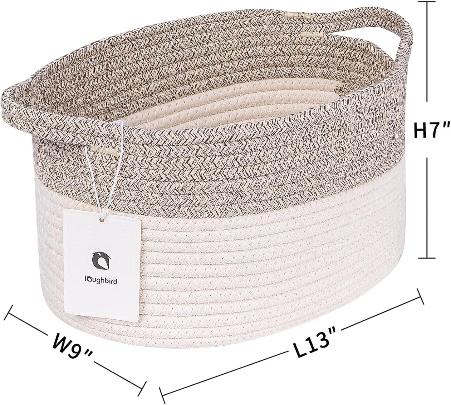 Medium and Large Woven Basket//With Handle, Used for Toys and Fabric Storage Basket used for Storing xl Storage Box, Decorative Storage Box Room 2pack (Light Brown, L13×W9×H7)