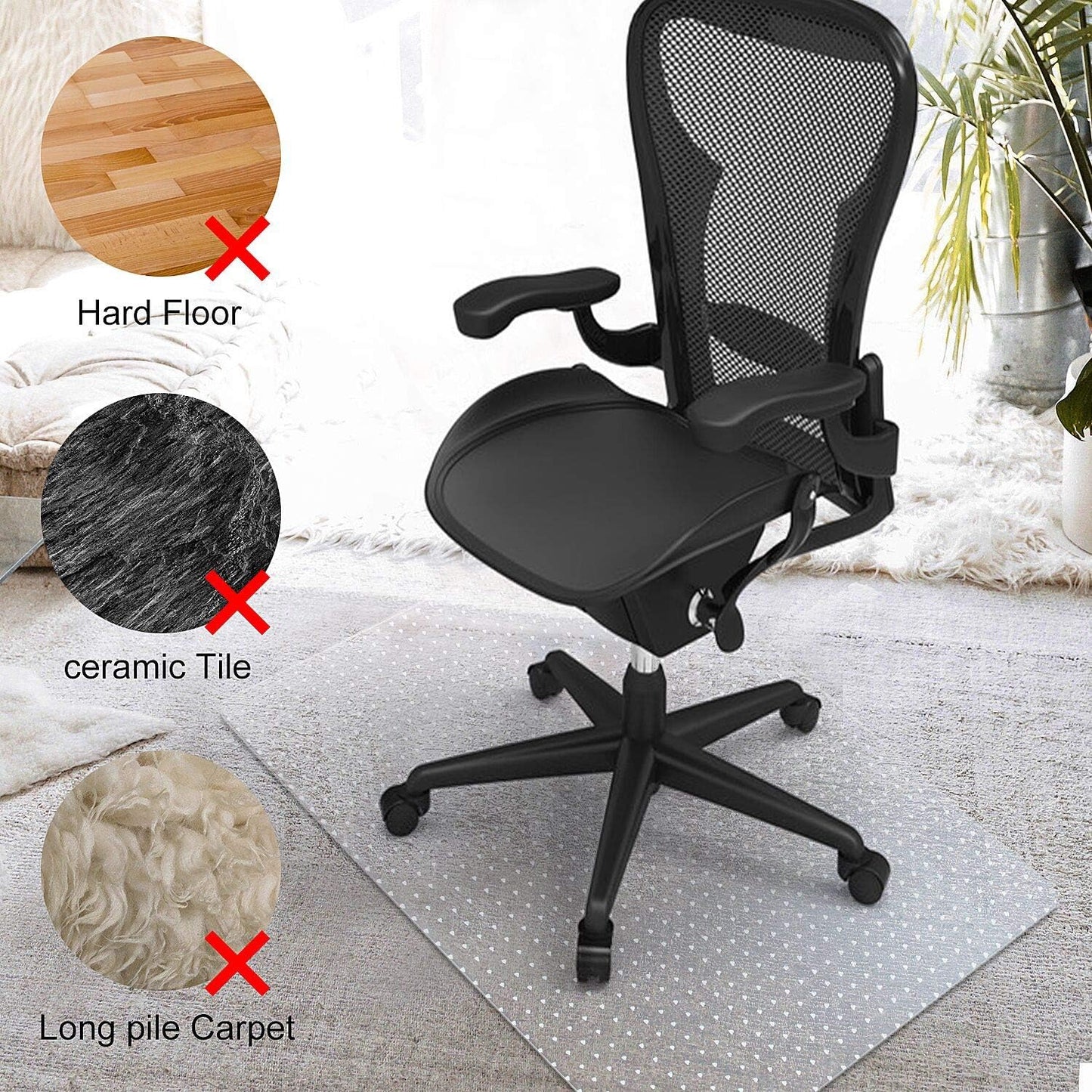 Kuyal Desk Chair Mat for Carpet, 51'' x 63'' Rectangle Transparent Mats for Chairs Good for Desks, Office and Home, Easy Glide, Protects Floors for Low and No Pile Carpeted Floors