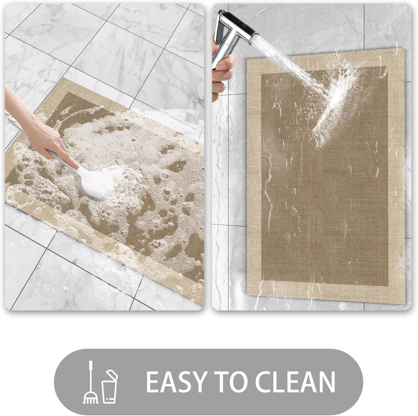 Ultra Thin Door Mat Indoor Entrance, 1/10 in Thin Door Mats for Inside Entry, Non-Slip Rubber Backing Washable Doormat, Fade Resistant, Absorbent, Low Profile Dirt Trapper, 35"X24",Brown