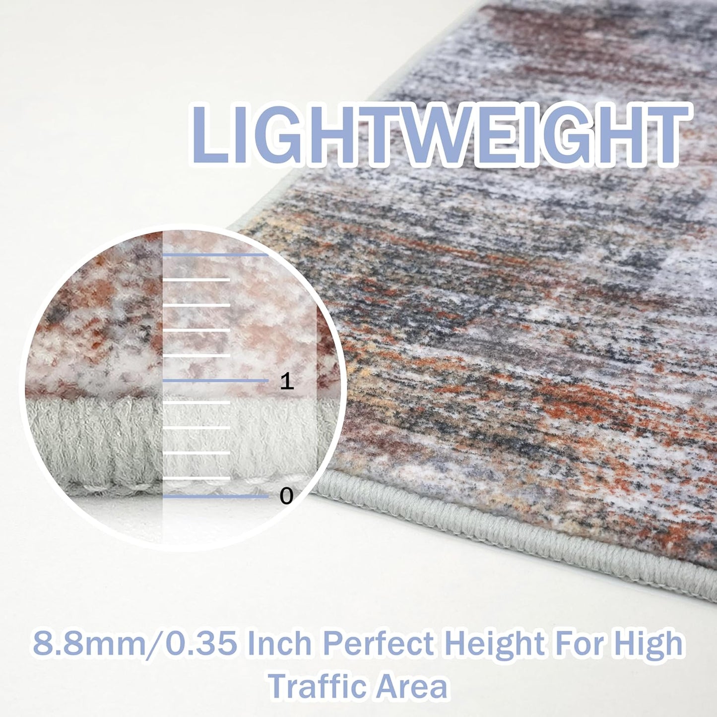 IOHOUZE Abstract Runner Rug 2x12 Ft Washable Runners for Hallways, Non Slip Kitchen Runner Printed Faux Wool Entryway Runner Indoor, Modern Abstract Floor Carpet for Hall Kitchen, Orange Grey