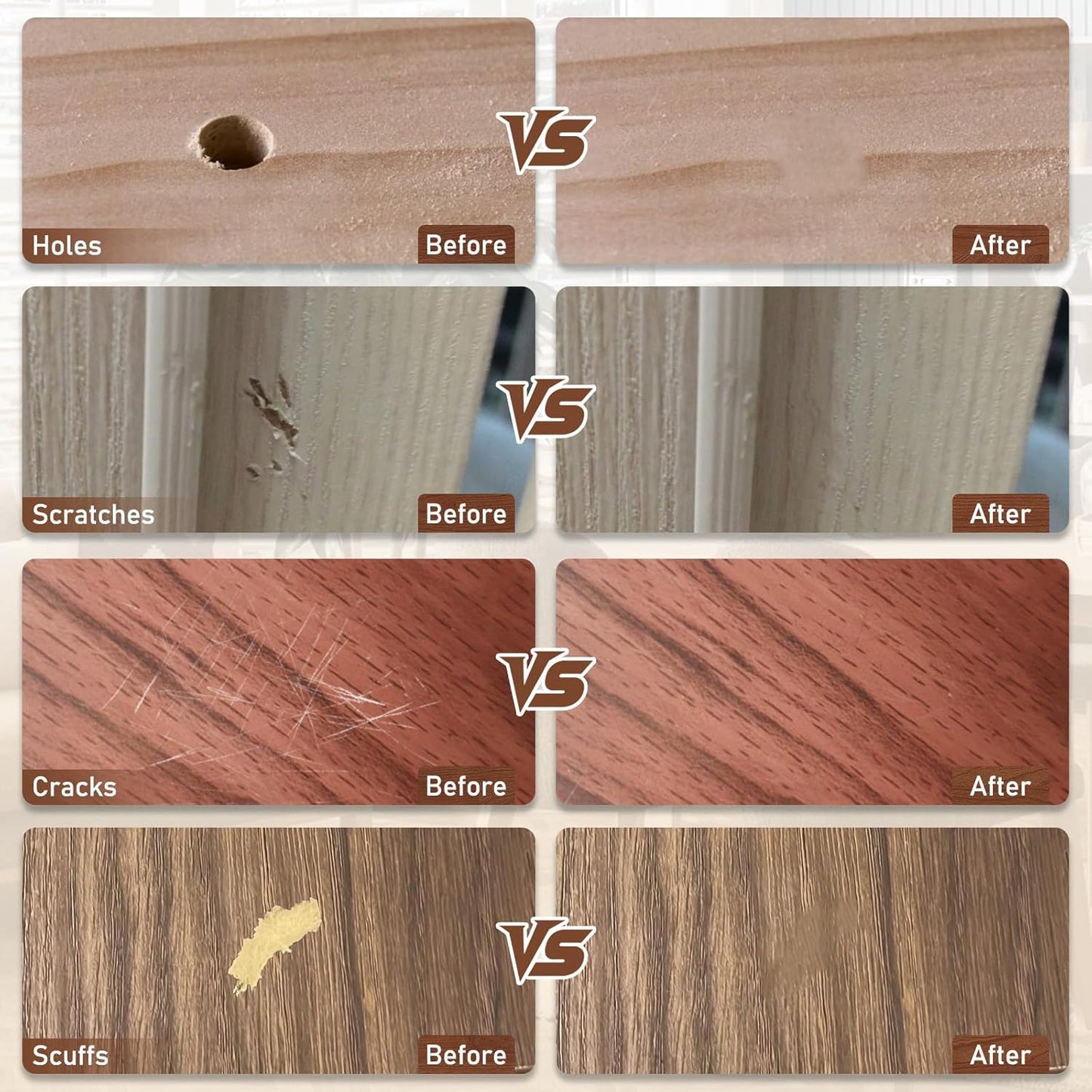 12 Colors Wood Filler Sticks Furniture Markers, Wood Floor Scratch Repair Kit for Repair Any Furniture Scratch, Scuffs, Cracks and Nail Holes on Wood Furniture, Floors, Doors, Cabinets, Tables