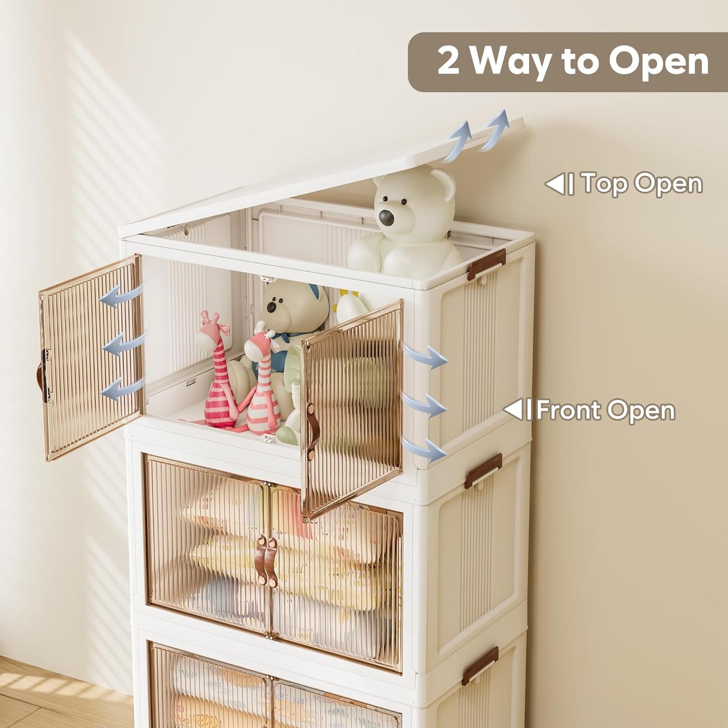 Jalove 50QT Plastic Storage Bins with lids, Stackable Collapsible Storage Containers with Wheels, Closet Organizer and Storage Drawers, Clothes Storage Cabinet for Home Office Garage, 3Pack White