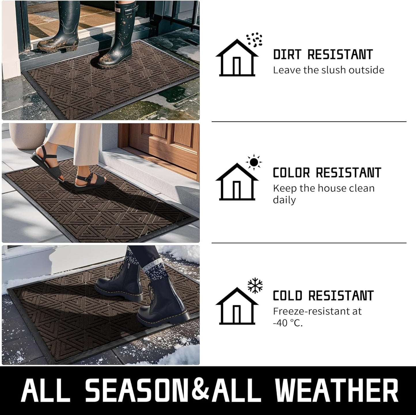 Yimobra Large Door Mat 47x32, All-Weather Waterproof Non-Slip Welcome Matt Outdoor, Heavy Duty Non Slip Doormat for Entryway for Patio and Garage Indoor, Easy Clean, Brown