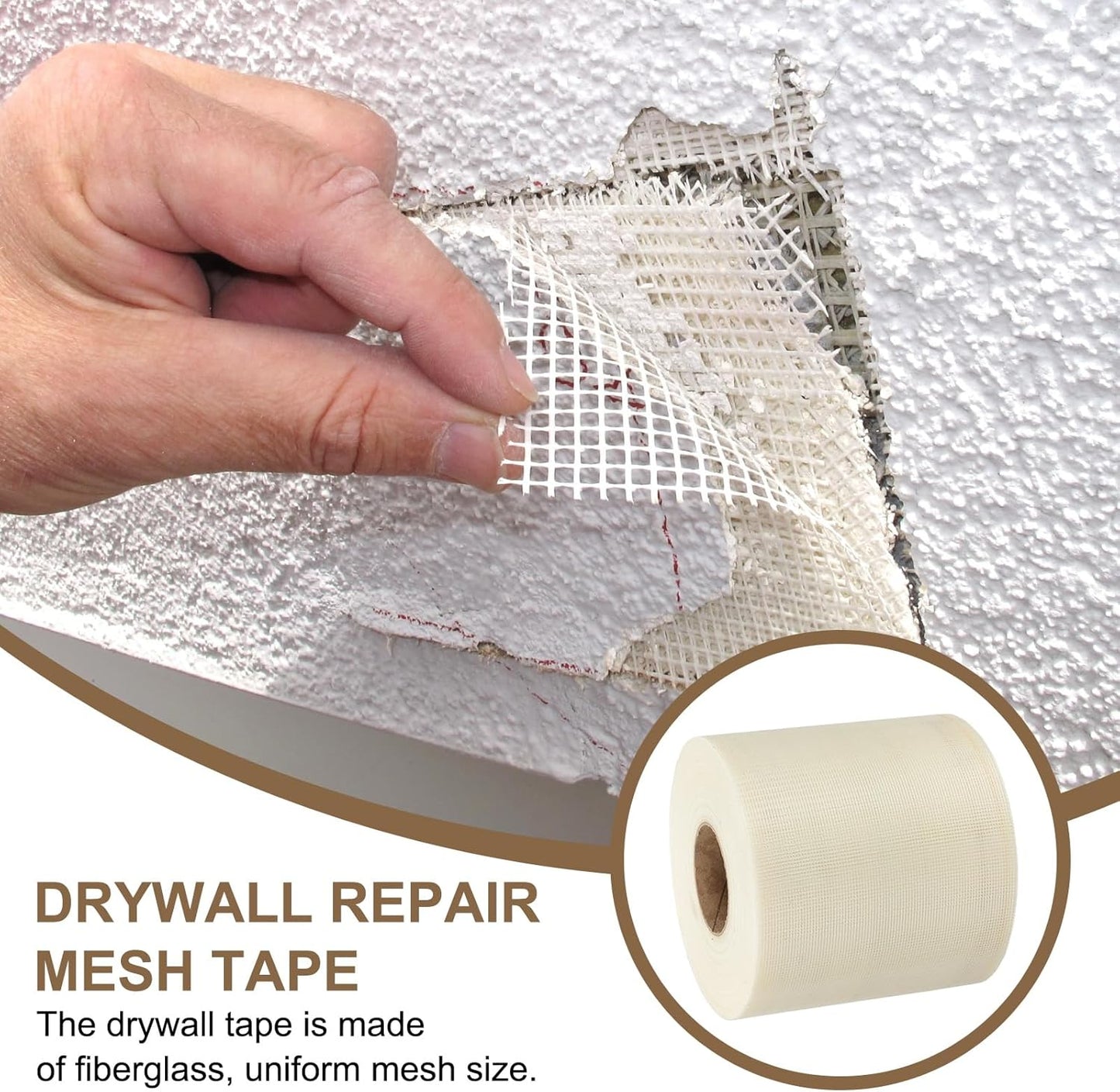 PATIKIL Drywall Repair Mesh Tape, 8 inch x 328 ft Fiberglass Repair Patch Self-Adhesive Dry Wall Joint Tape 12 Mesh Wall Hole Crack and Seam Patch, White