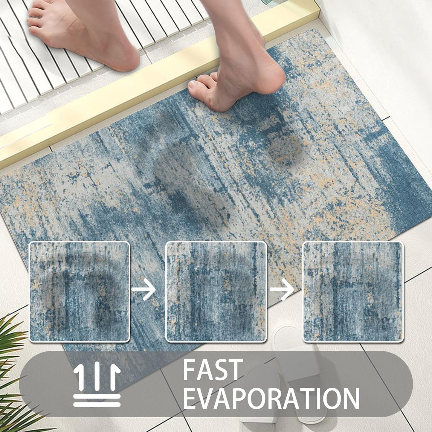 Ultra Thin Door Mat Indoor Entrance, 1/10 in Thin Door Mats for Inside Entry, Non-Slip Rubber Backing Washable Doormat, Fade Resistant, Absorbent, Low Profile Dirt Trapper, 35"X24",Distressed