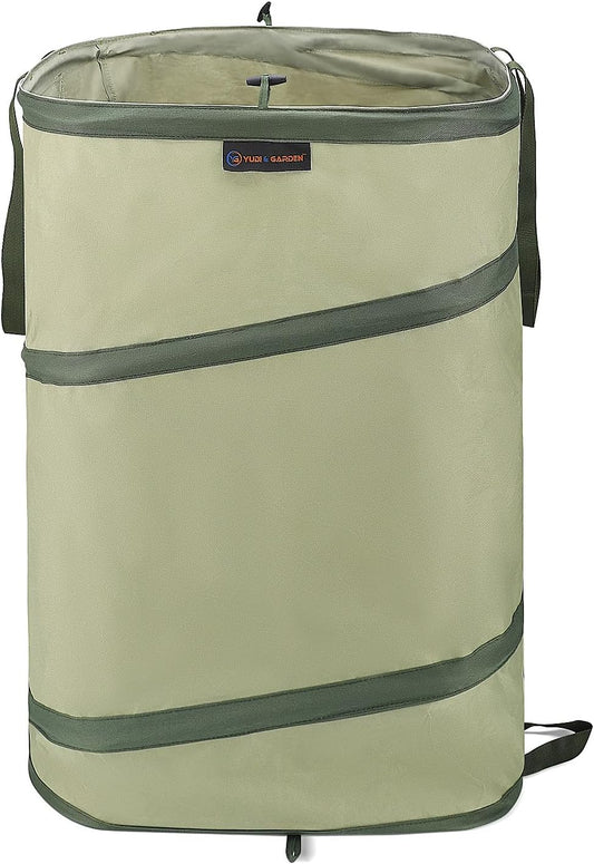 YUDI & GARDEN 46 Gallon Square Collapsible Yard Waste Containers｜Collapsible Trash Can｜Camping Trash Can, for Collecting Weeds or Yard and Party Waste, Green