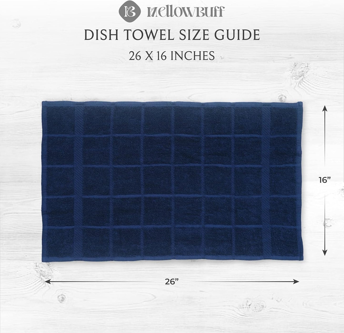100% Cotton Terry Dish Cloth & Dish Towel, 6 Pack, Super Soft and Absorbent Kitchen Towels, Perfect for Kitchen Cleaning and Dish Washing (Navy Blue (DT and DC Combo))