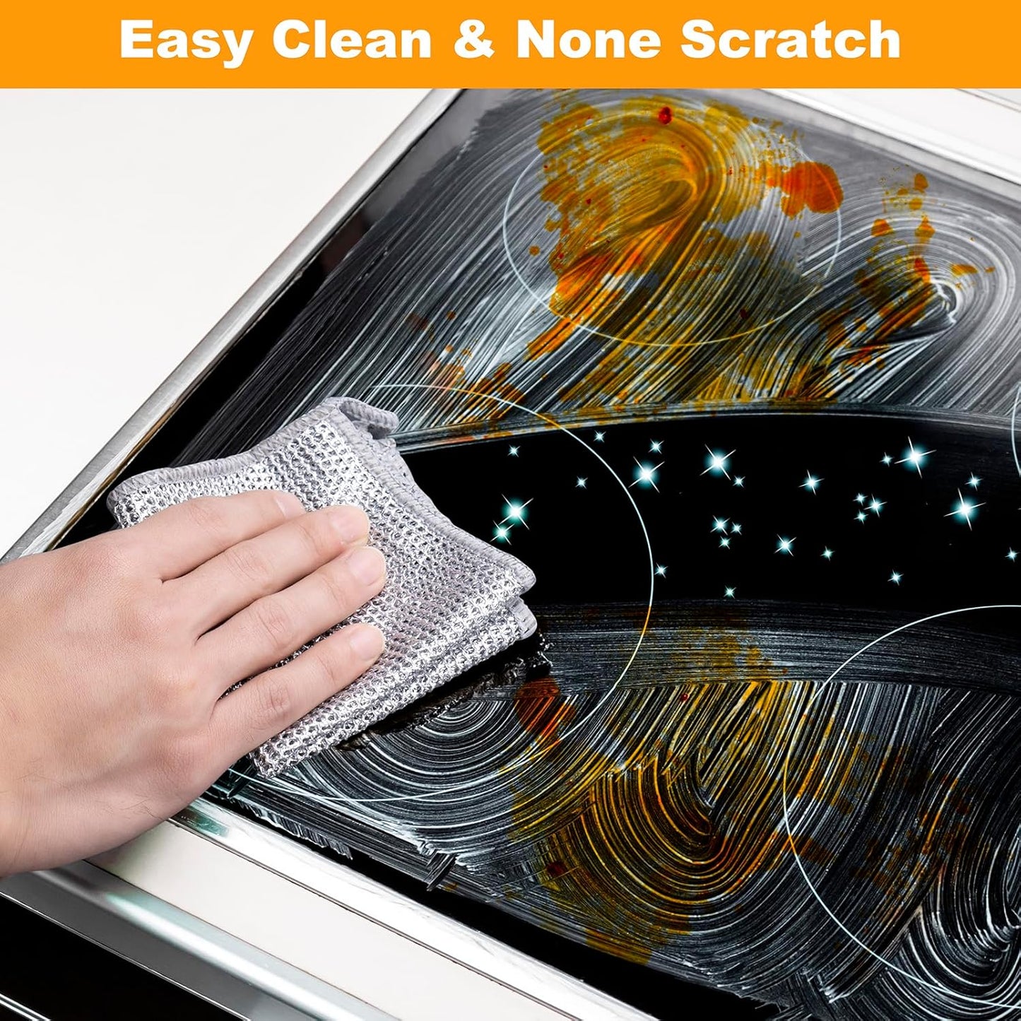 Inkhut Non Scratch Wire Dishcloth, Multipurpose Wire Dishwashing Rag for Wet and Dry, Multifunctional Dish Rags for Washing Dishes, Reusable Steel Wool Scrubber for Kitchen Cleaning