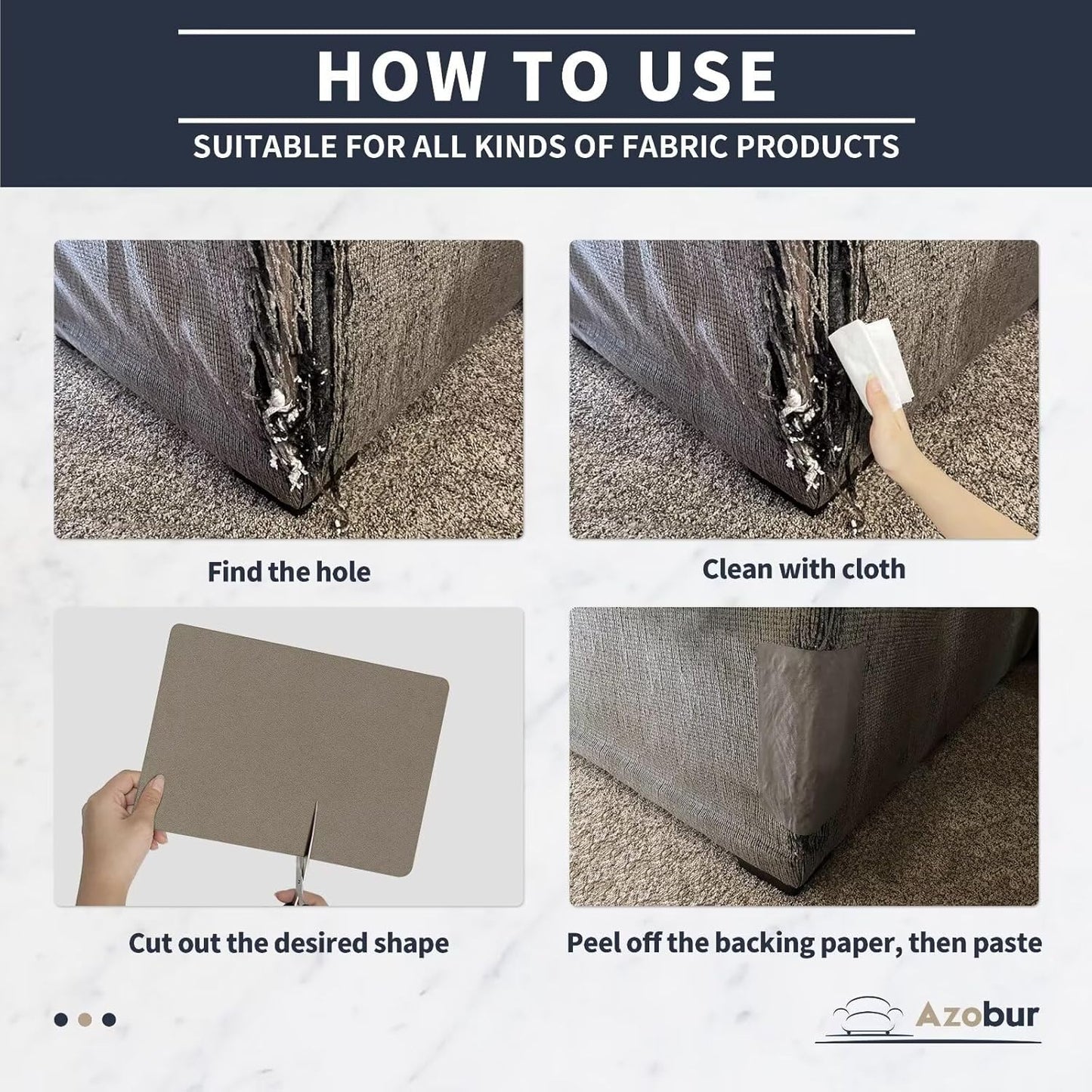 Azobur Velvet Patch,Self-Adhesive Rectangular Flannel Fabric Patch,Multicolor Available Anti Scratch Velvet 8X11 Inch Peel and Stick for Sofas, Automotive Interior, Handbags,and Pillow (Light Blue)