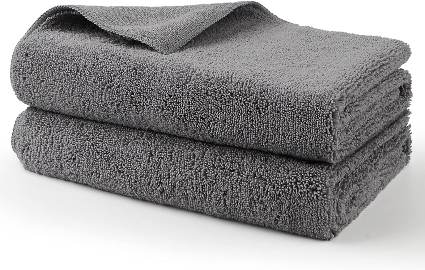 HOMEXCEL Professional Large Microfiber Car Drying Towels 2 Pack, Lint Free, Scratch Free, Highly Absorbent Drying Towel for Cars, SUVs, RVs, Trucks, and Boats,31" x 24",Grey